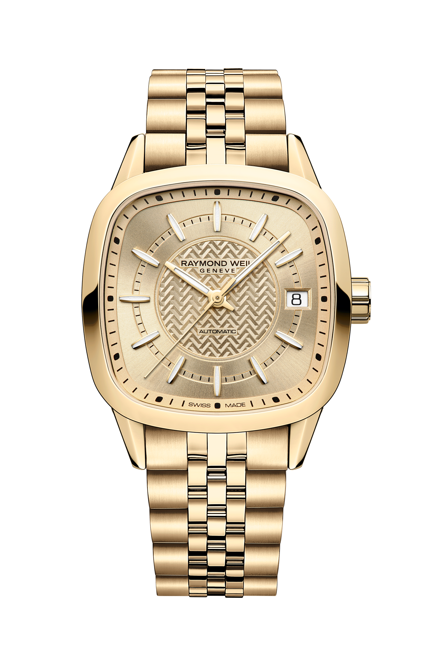 Freelancer Automatic Stainless Steel Yellow Gold PVD Cushion Shape Watch, 34 x 34 mm