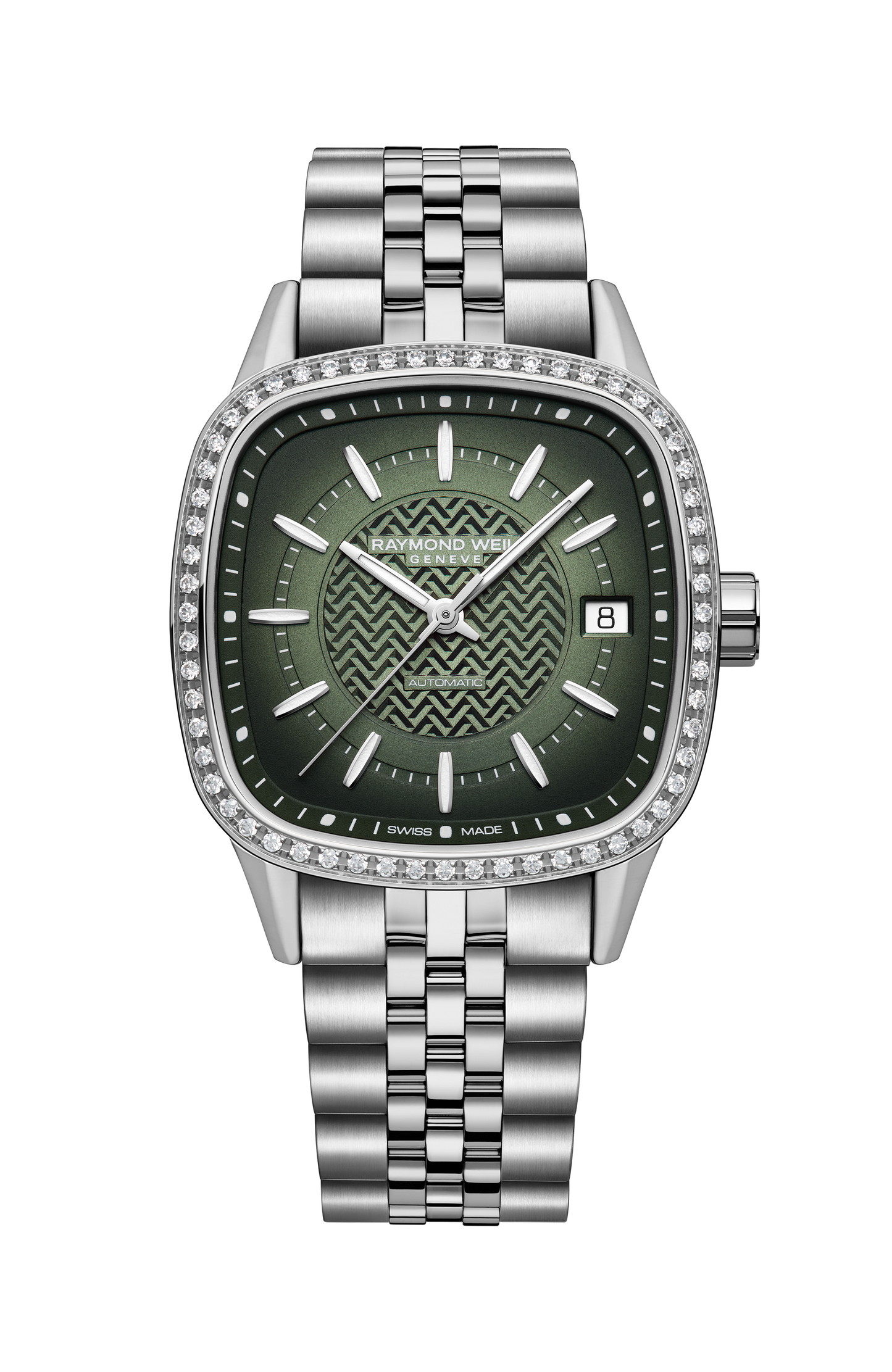Freelancer Ladies Automatic Green Dial Bracelet Cushion Shape Watch, 34 x 34 mm