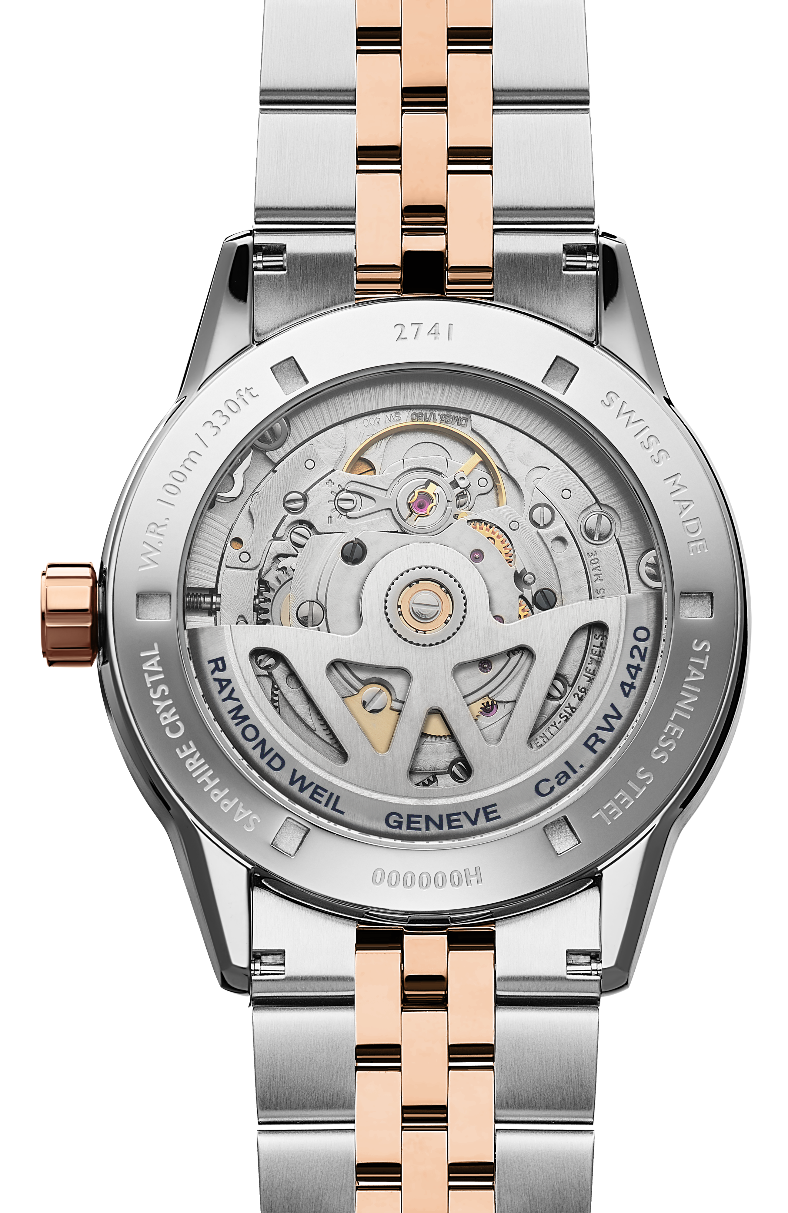 Montre automatique bicolore or rose cadran noir avec date, 40 mm