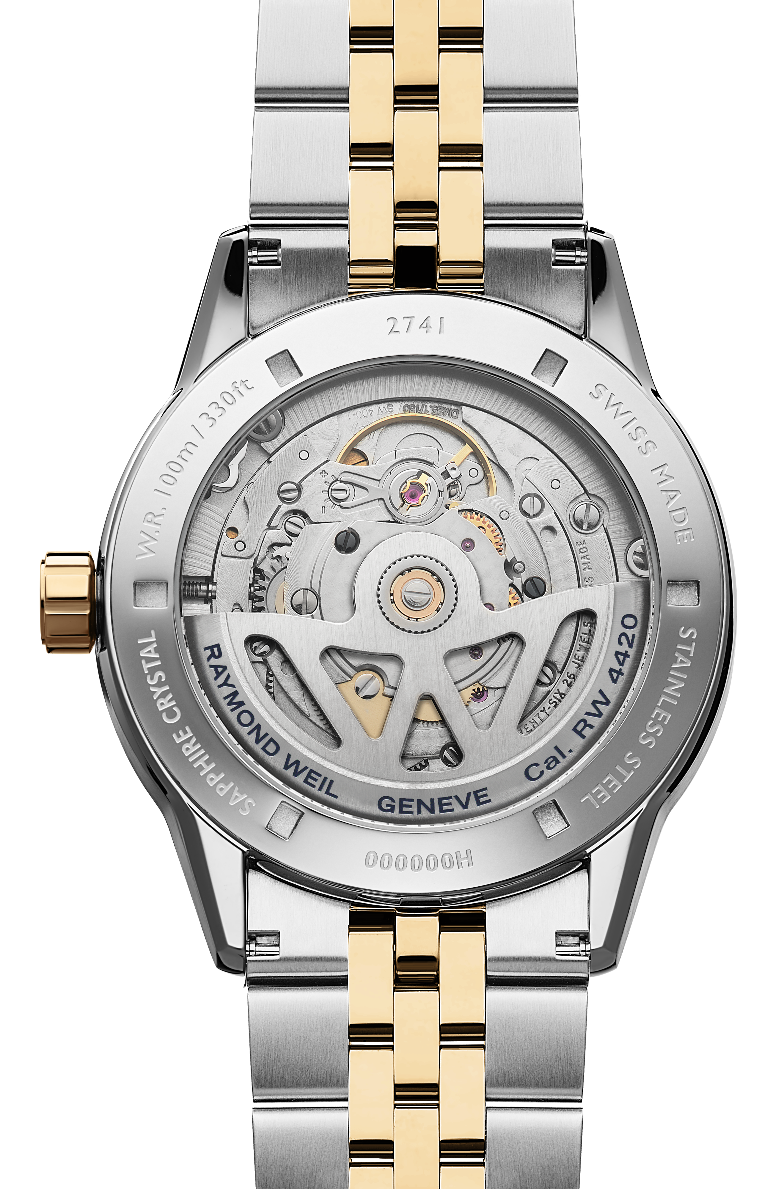 Montre automatique bicolore or jaune cadran bleu avec date, 40 mm