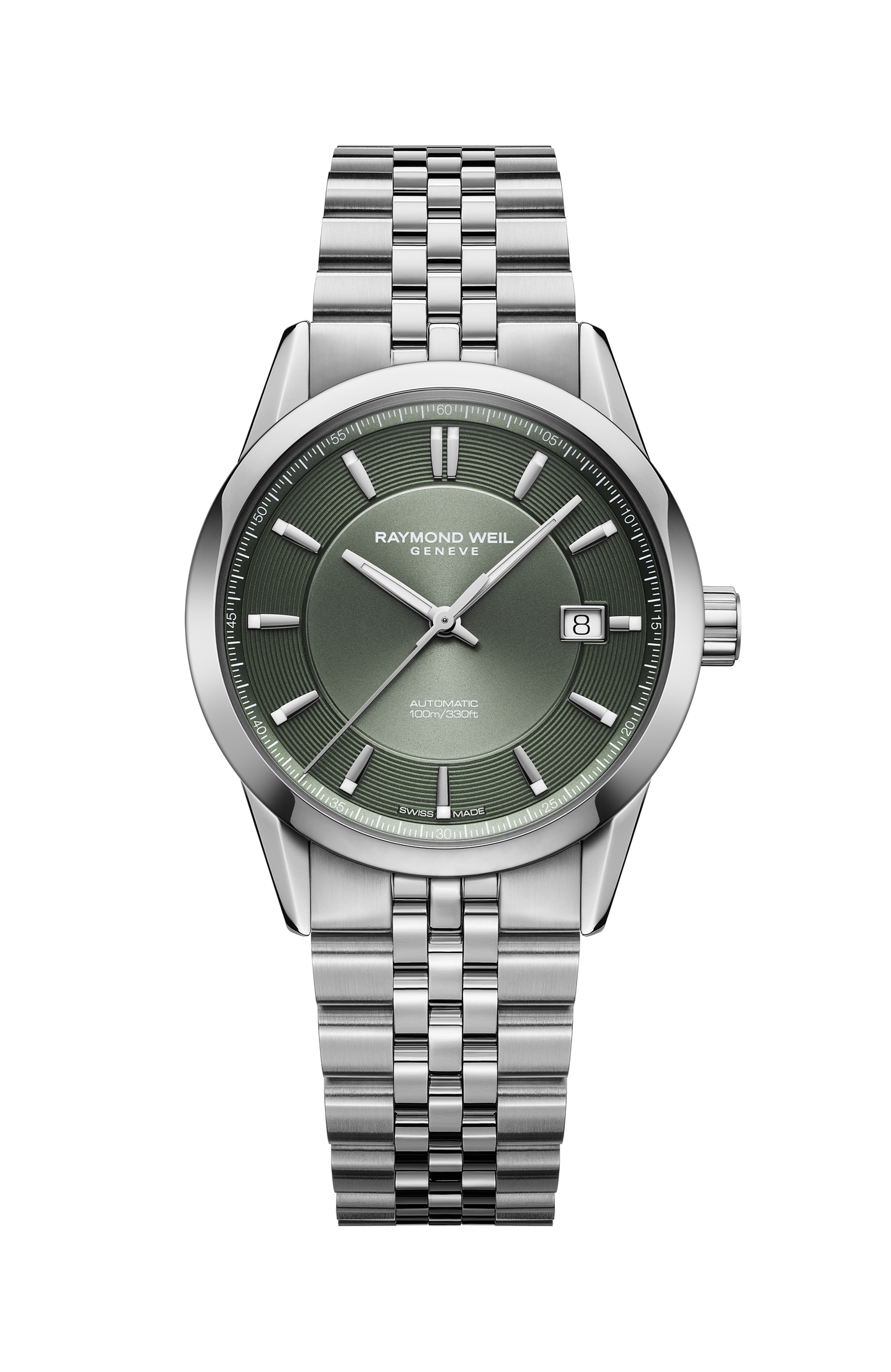 Freelancer Automatic Olive Green Dial Stainless Steel Bracelet Watch, 38 mm