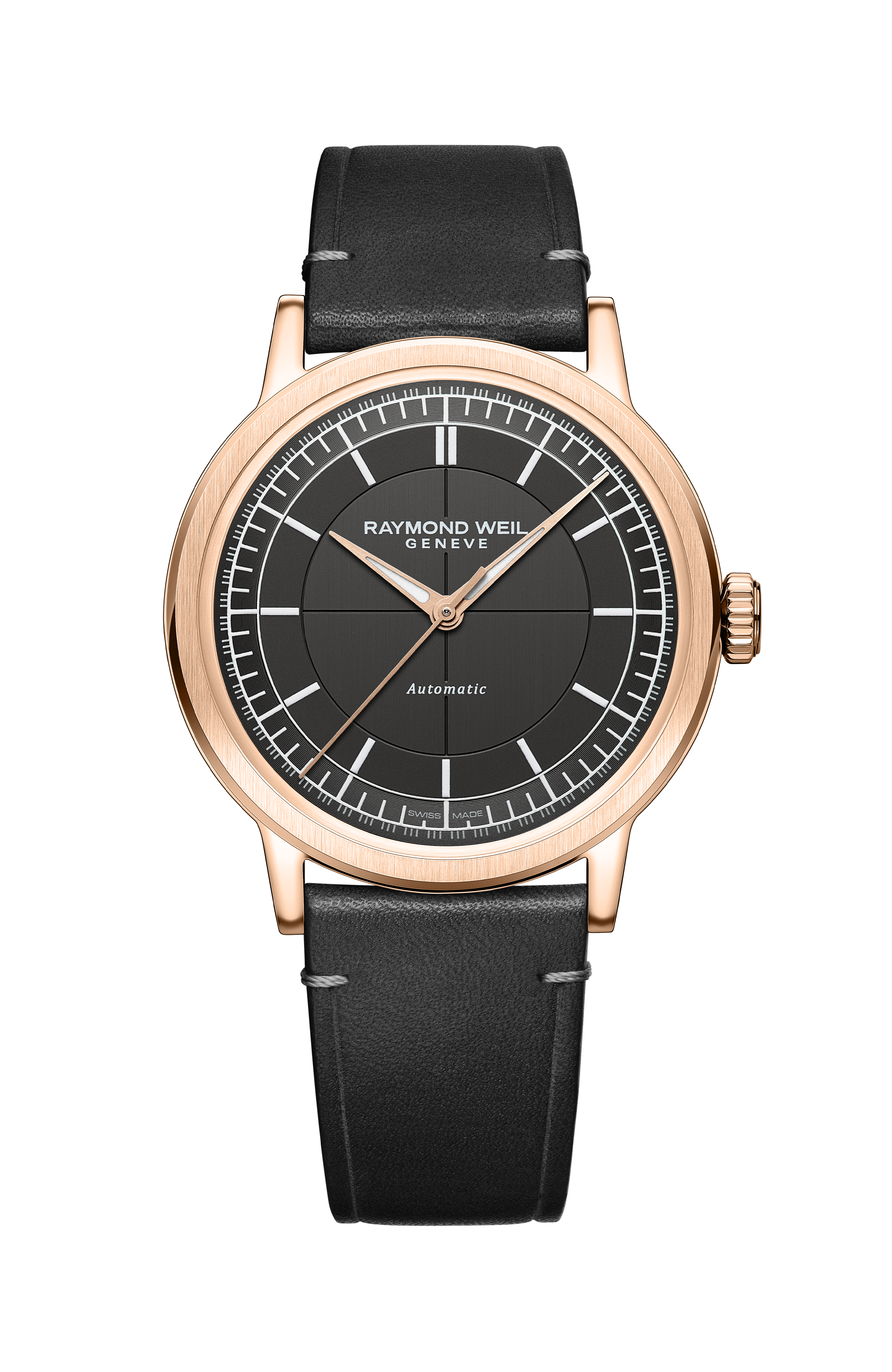 Men's Automatic Grey Dial, Grey Leather Strap Watch - Millesime