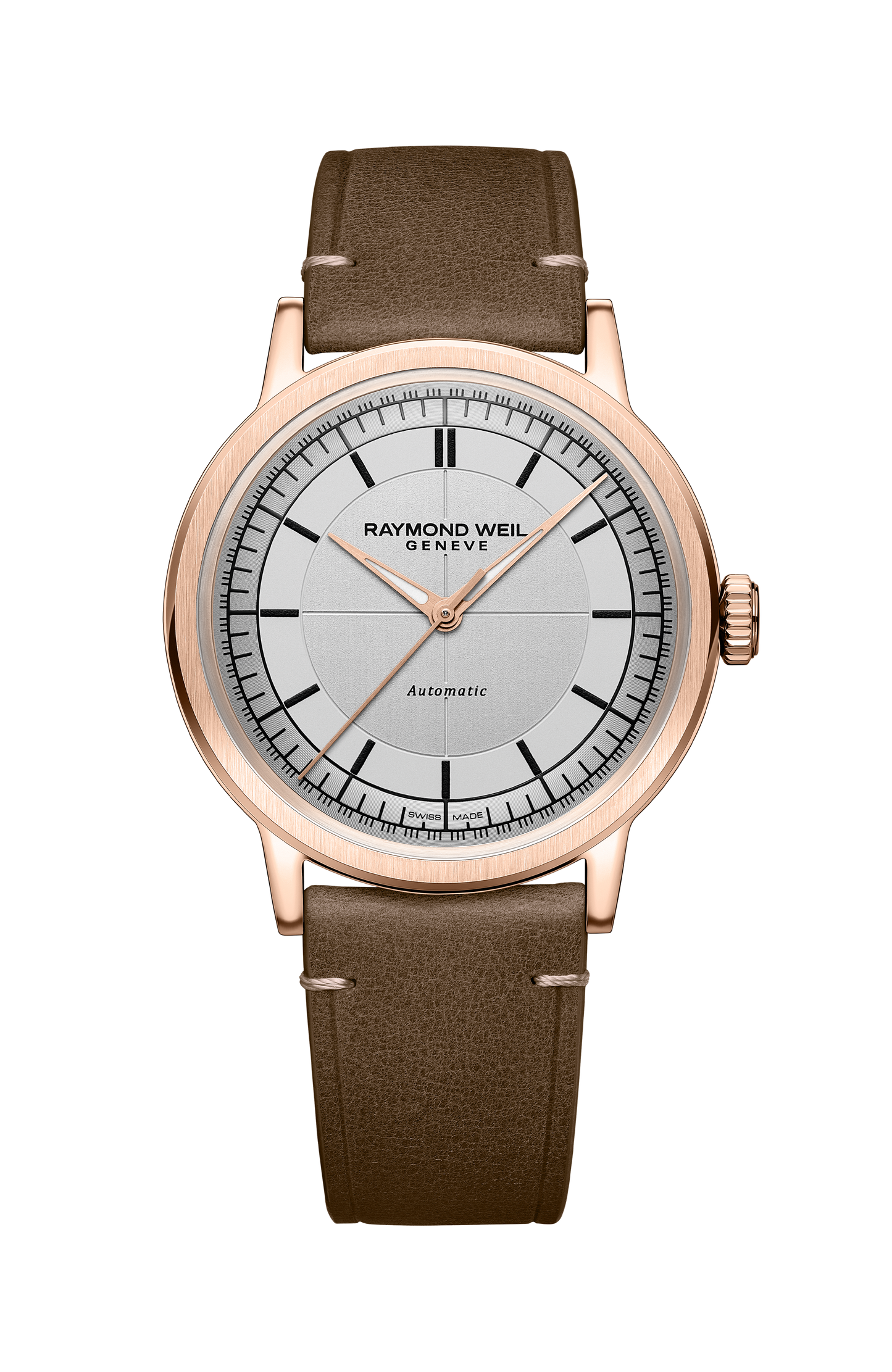 Millesime Men's Automatic Brown Leather Strap Watch, 39 mm