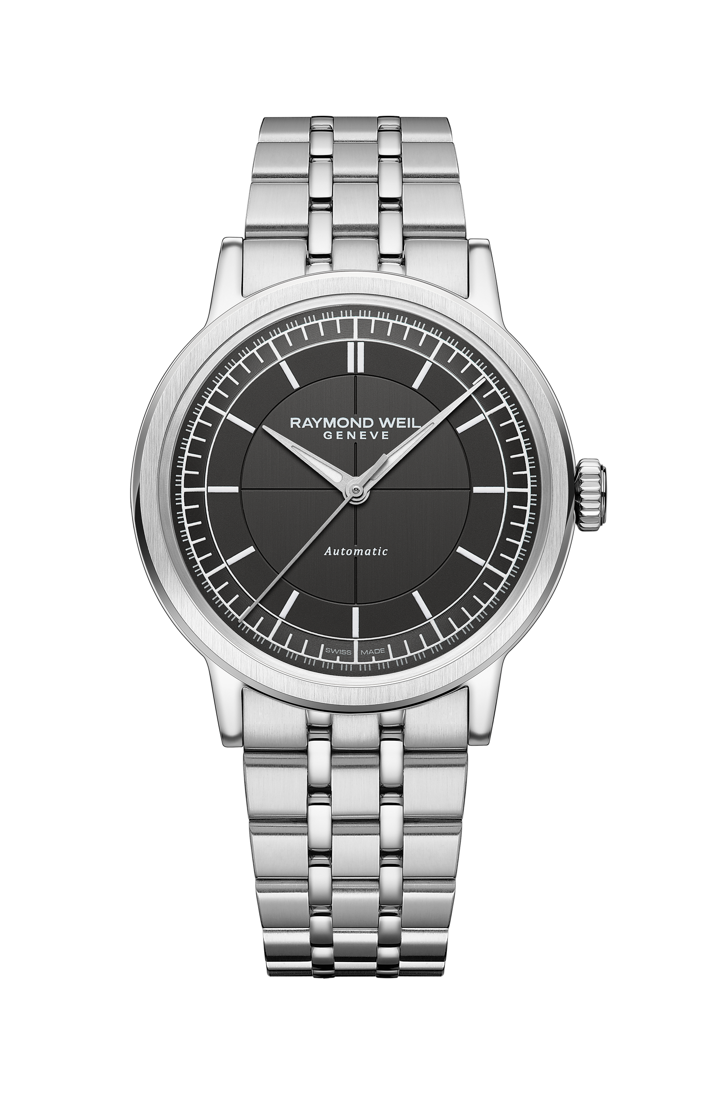 Montre Millesime automatique bracelet en cuir noir pour homme, 39 mm