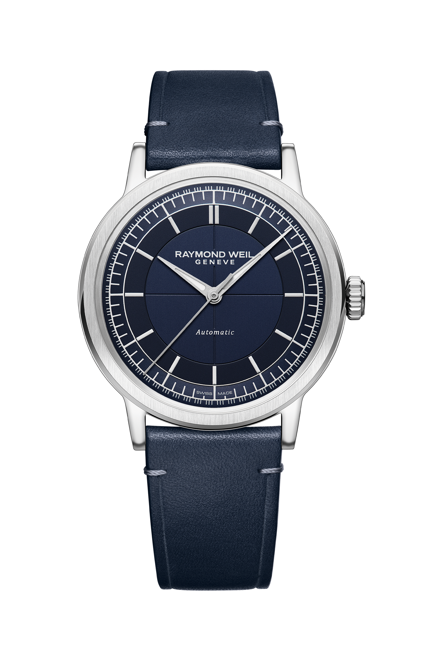 Montre Millesime automatique bracelet en cuir bleu pour homme, 39 mm