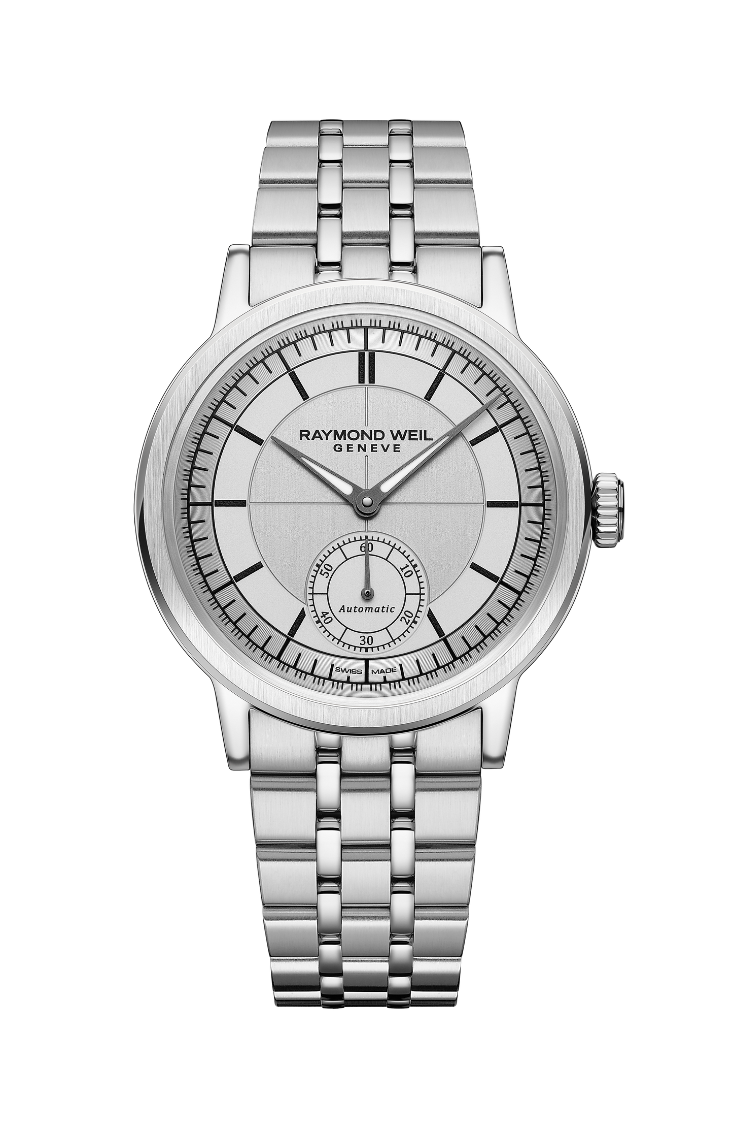 Millesime Men's Automatic Small Seconds Silver Sector Dial Bracelet Watch, 39 mm