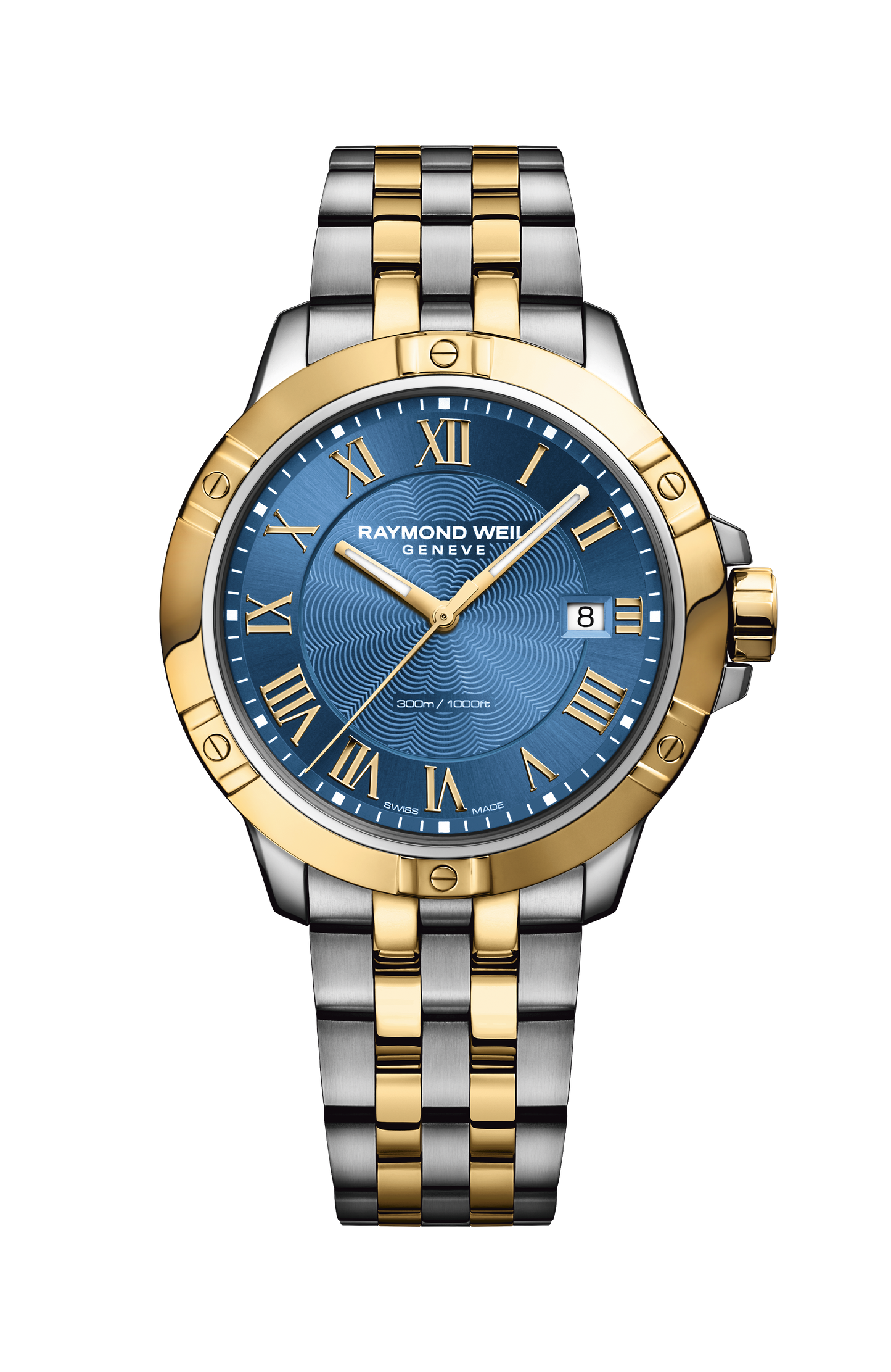 Montre-bracelet à quartz classique bicolore en acier et or jaune Tango pour homme, 41 mm
