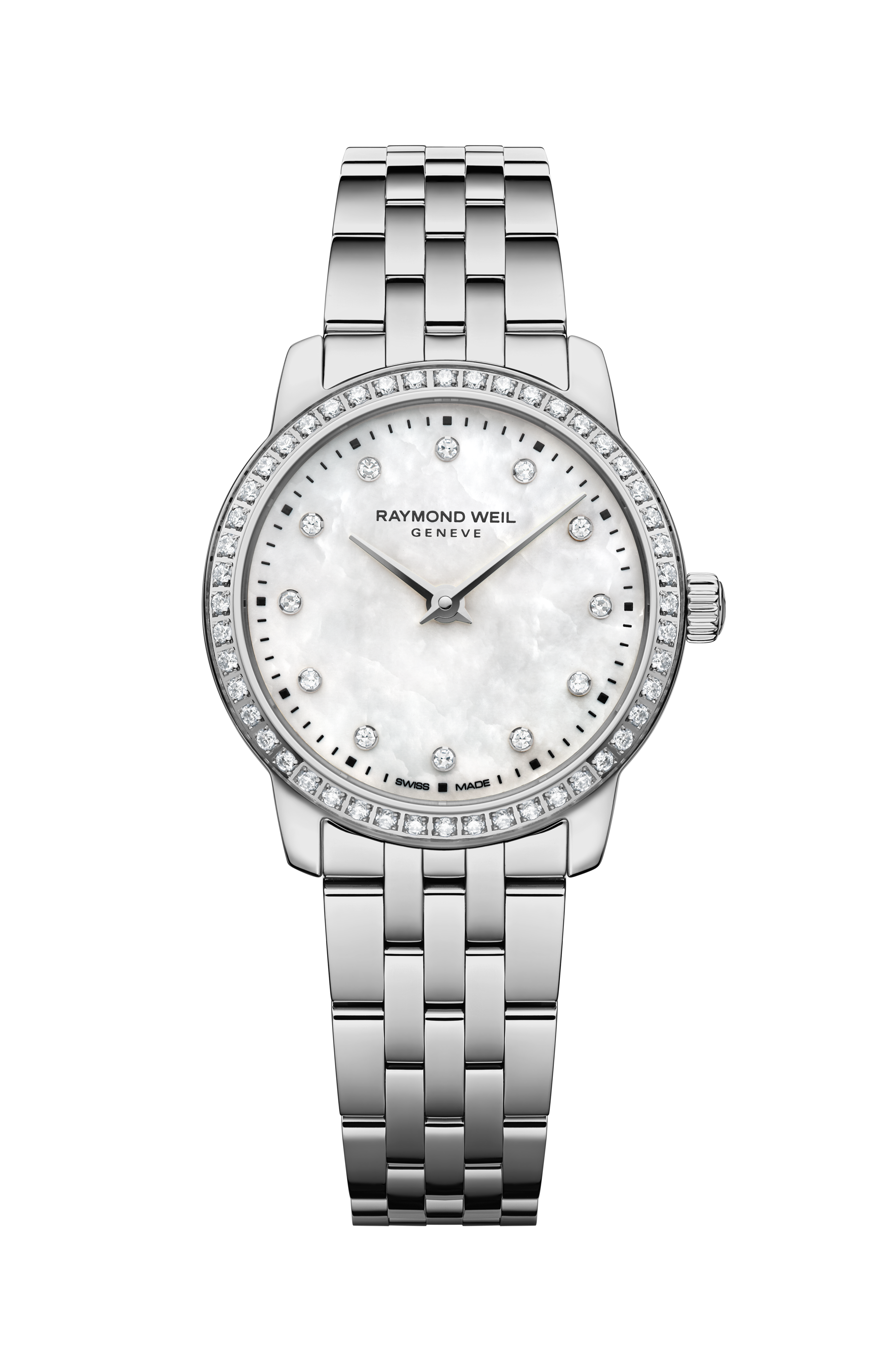 稼働/新品電池 RAYMOND WEIL GENEVE クォーツ レディース Classic Ladies Stainless Steel 60 Diamonds Quartz Watch - Toccata