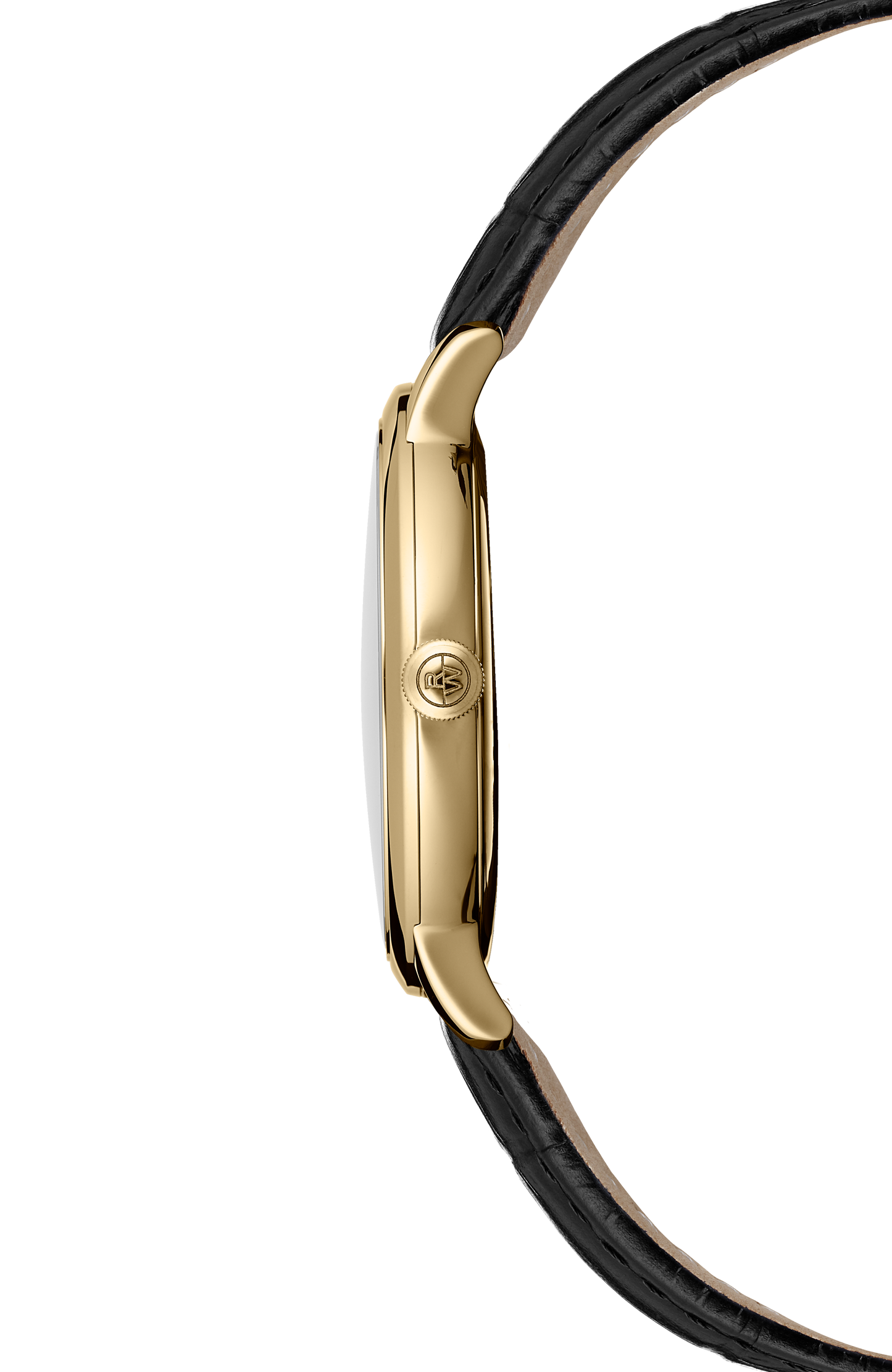 Montre à quartz Toccata classique pour homme PVD or jaune avec bracelet en cuir noir, 39 mm