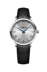 Toccata Men's Classic Silver Dial Leather Quartz Watch, 39 mm