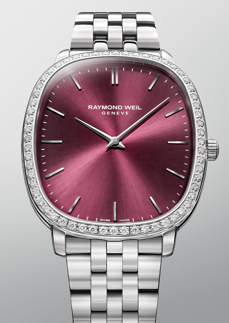 Toccata Heritage Red Grape Dial Diamonds Swiss Watch | RAYMOND WEIL