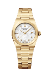 Montre A.R.T. à quartz à cadran nacre et bracelet en acier inoxydable avec revêtement PVD or jaune intégré, 30 mm