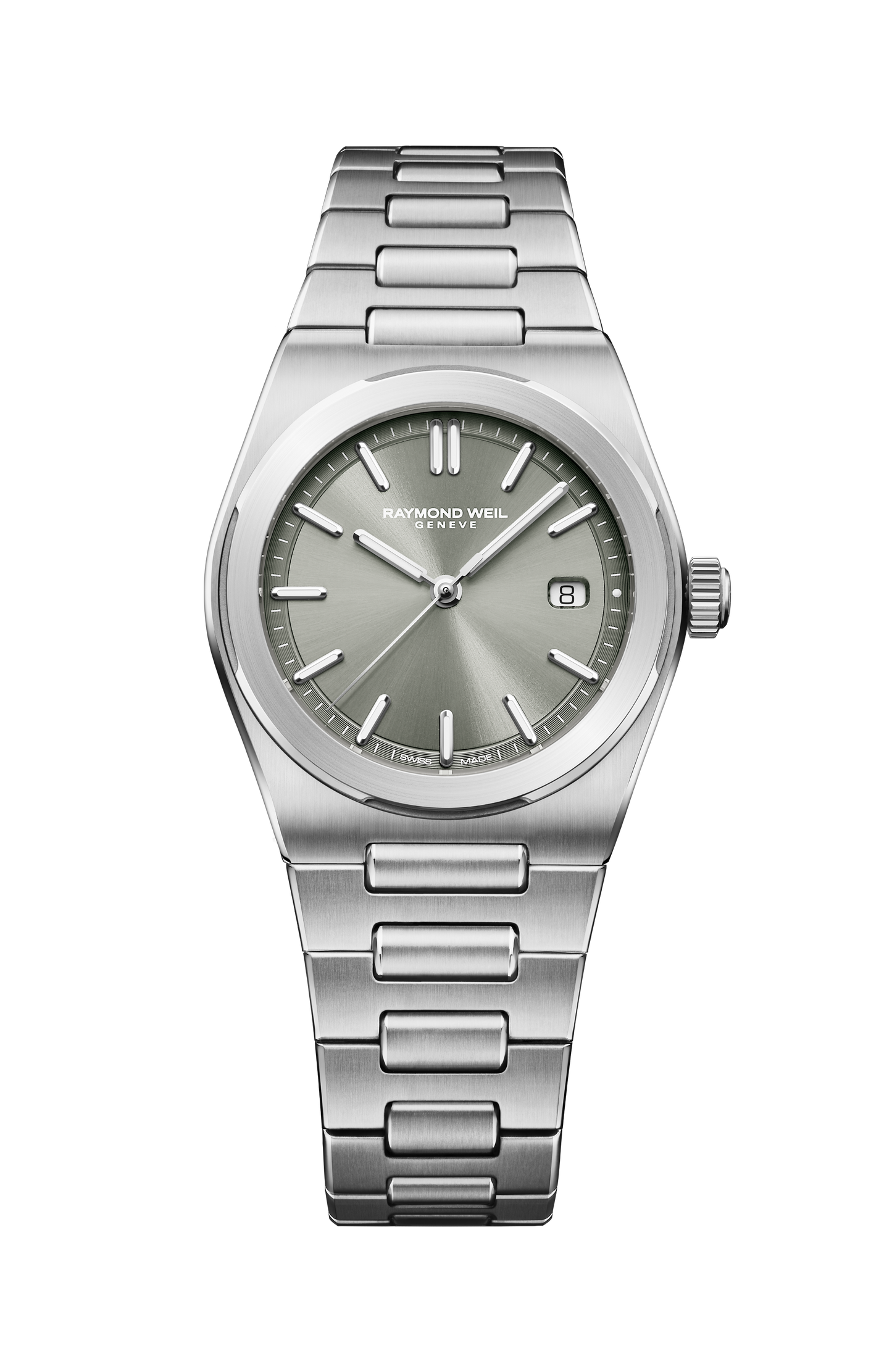 A.R.T. Quarzuhr mit salbeigrünem Zifferblatt und integriertem Edelstahlarmband, 30 mm