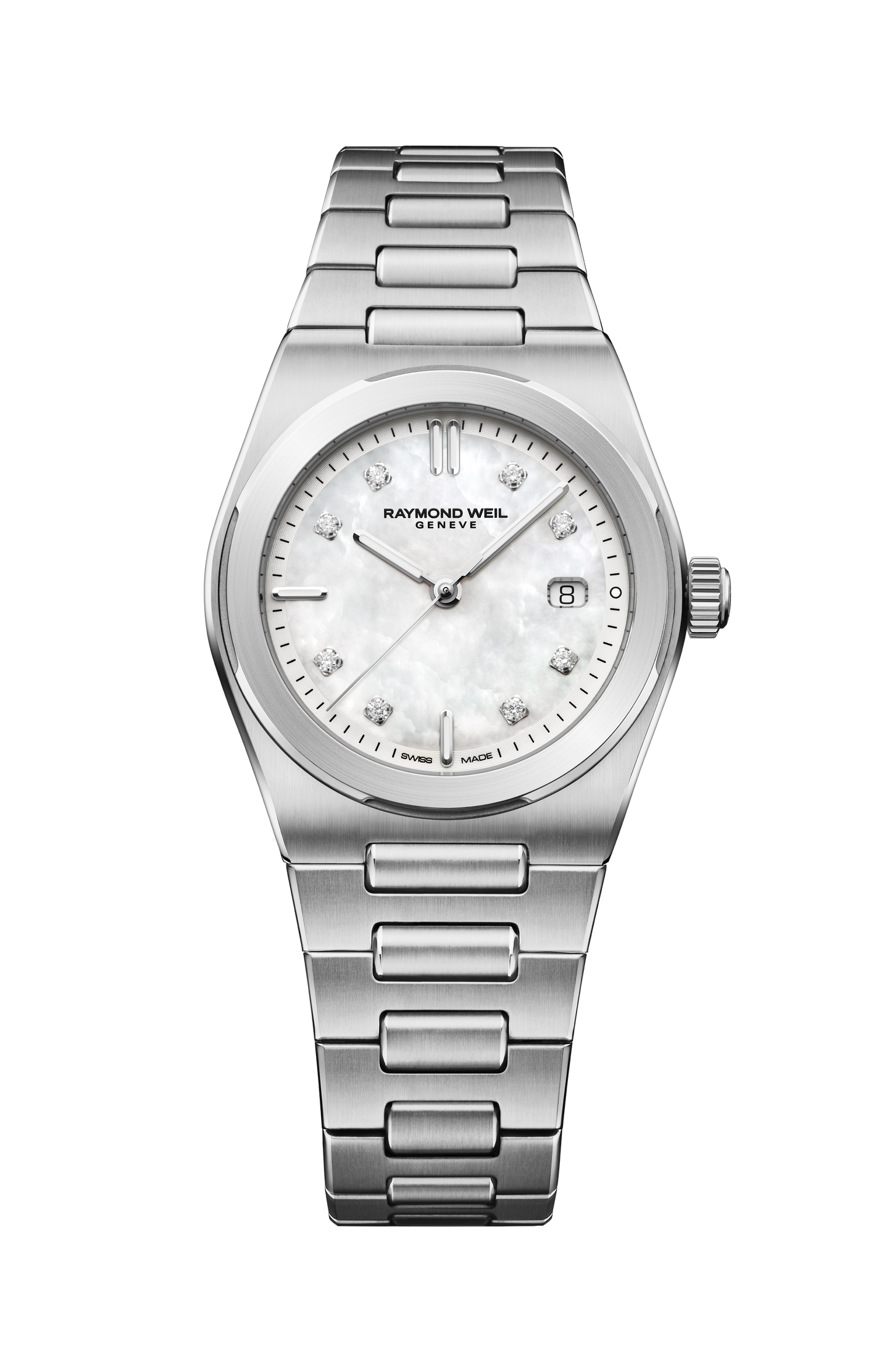 Montre A.R.T. à quartz en acier inoxydable à cadran nacre et bracelet intégré, 30 mm