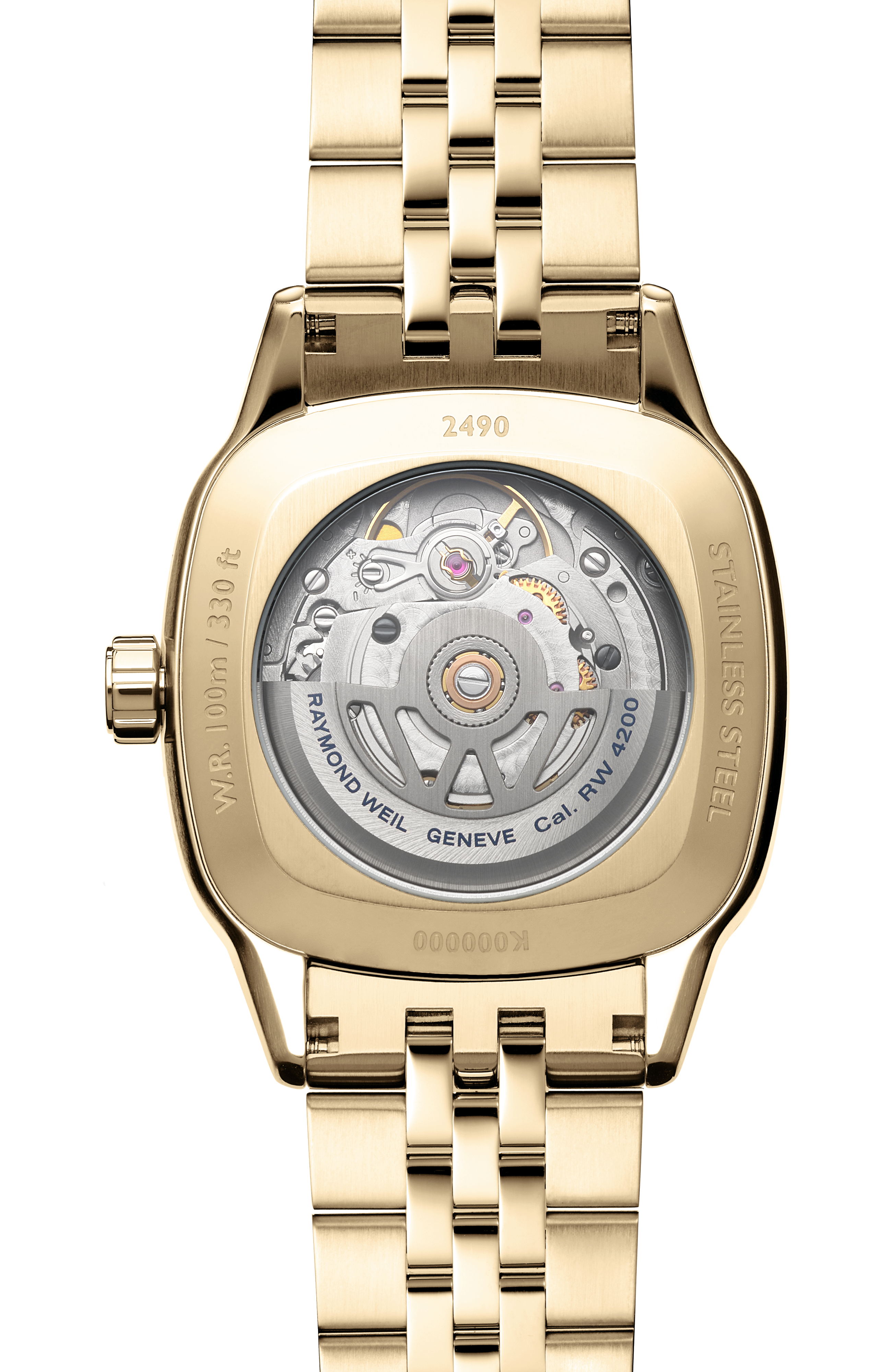 Freelancer Automatic Stainless Steel Yellow Gold PVD Cushion Shape Watch, 34 x 34 mm