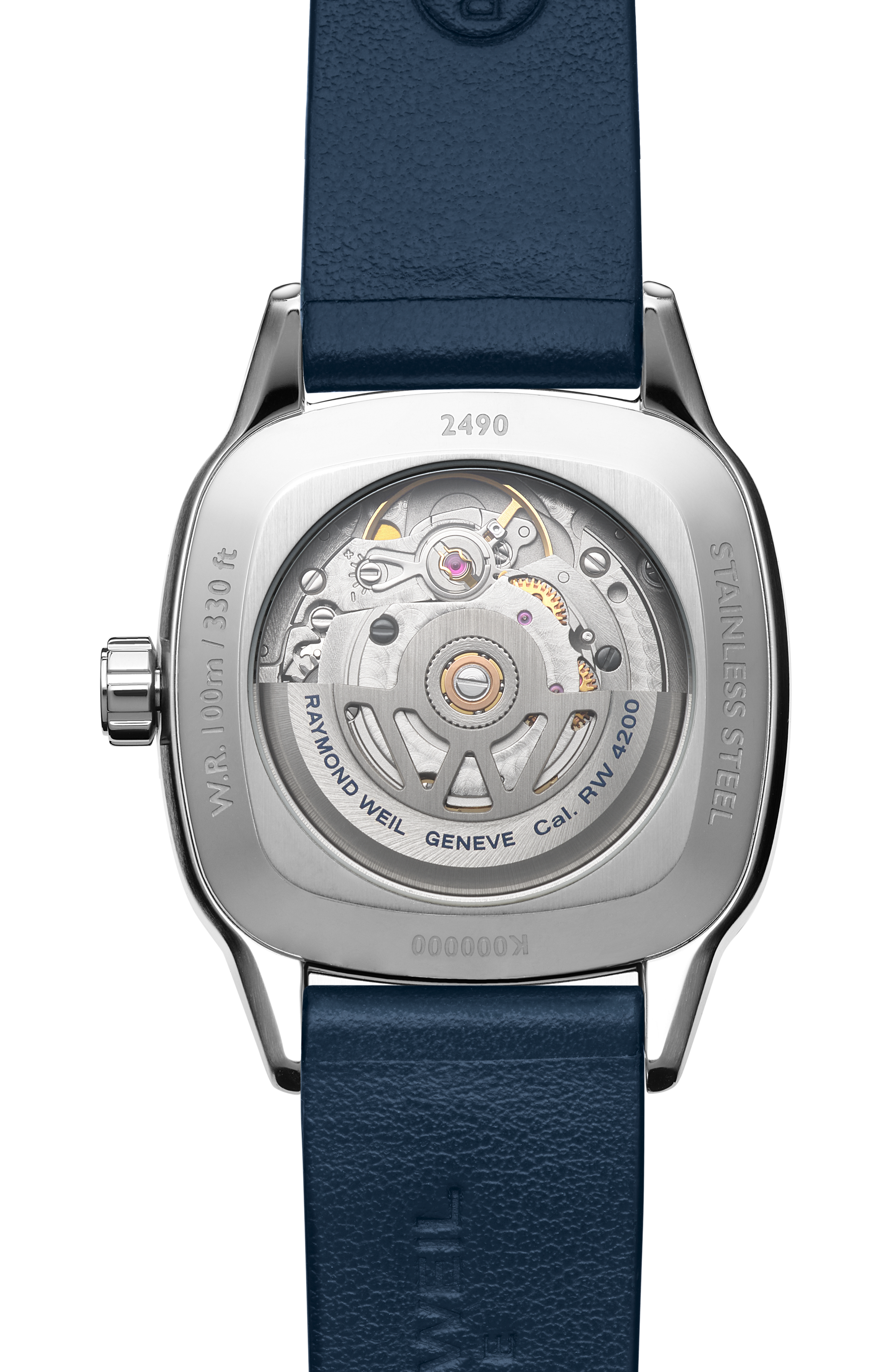 Freelancer Ladies Automatic Blue Dial Leather Cushion Shape Watch, 34 x 34 mm