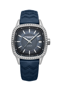 Freelancer Ladies Automatic Blue Dial Leather Cushion Shape Watch, 34 x 34 mm