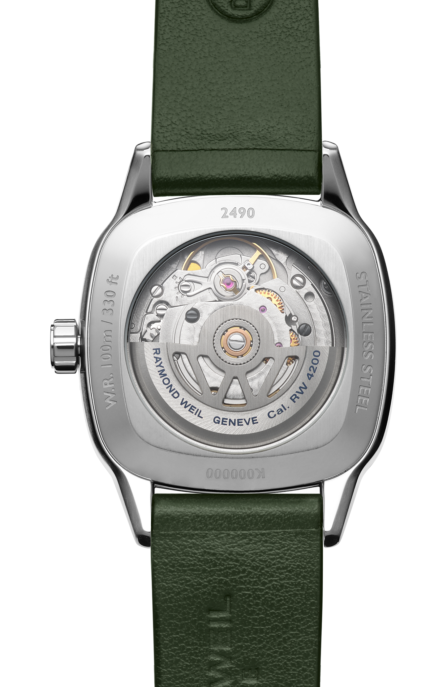 Freelancer Ladies Automatic Green Dial Leather Cushion Shape Watch, 34 x 34 mm