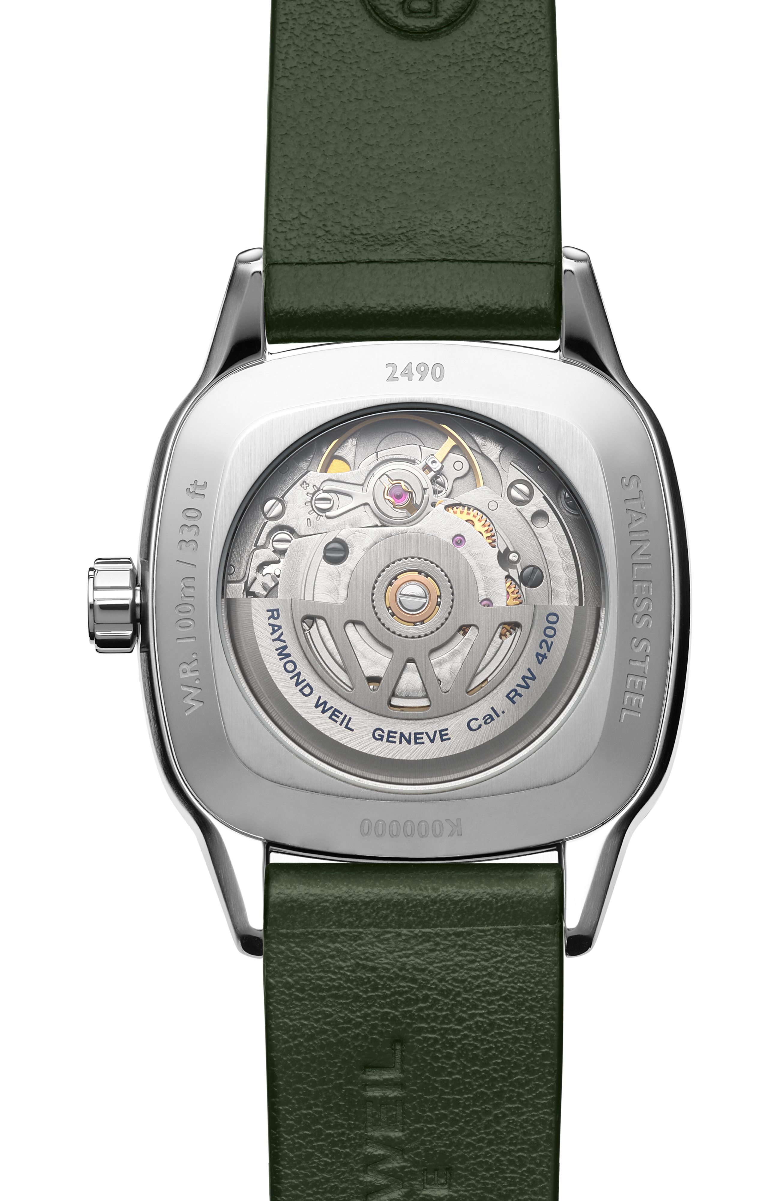 Freelancer Ladies Automatic Green Dial Leather Cushion Shape Watch, 34 x 34 mm
