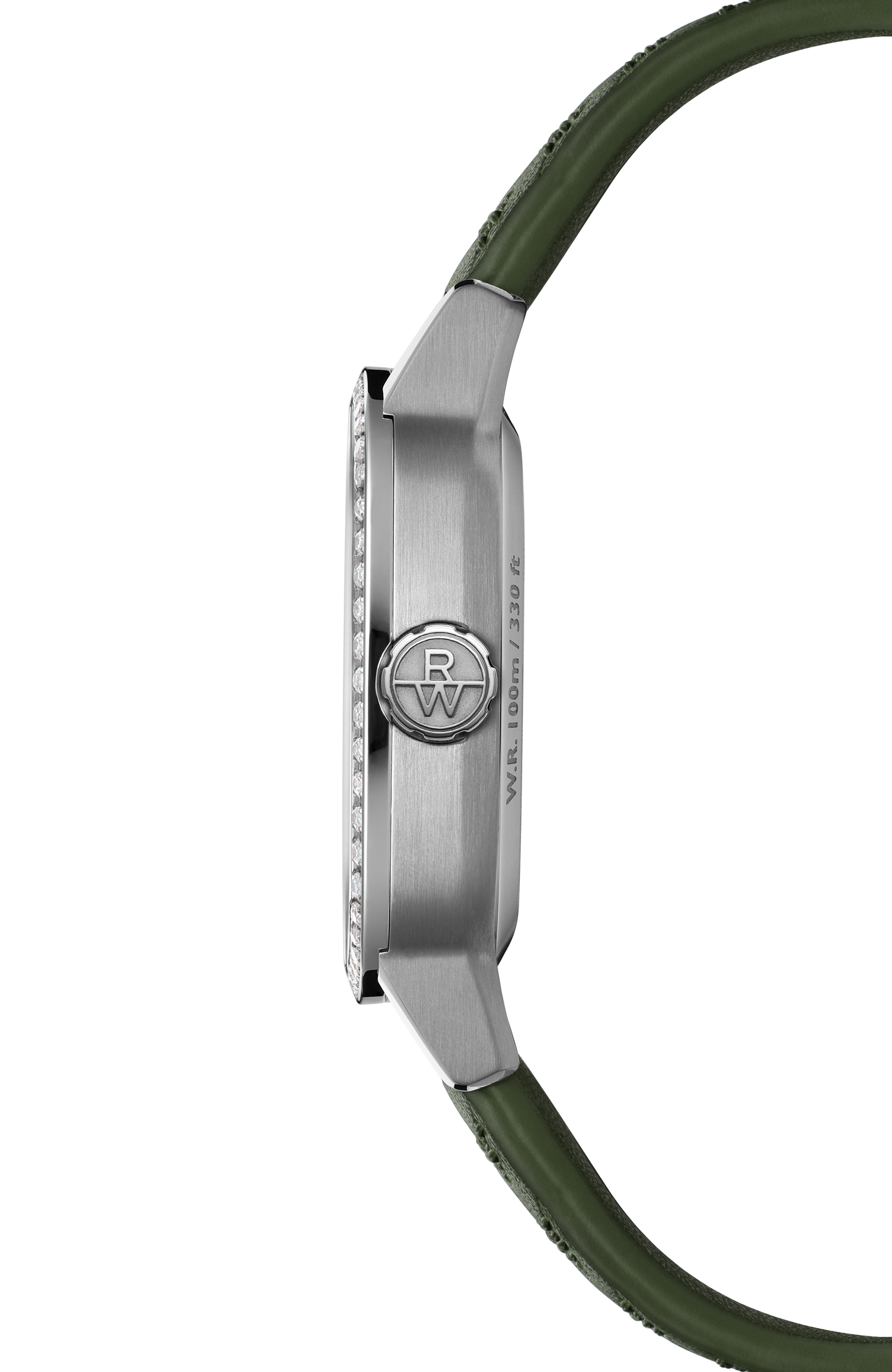 Freelancer Ladies Automatic Green Dial Leather Cushion Shape Watch, 34 x 34 mm