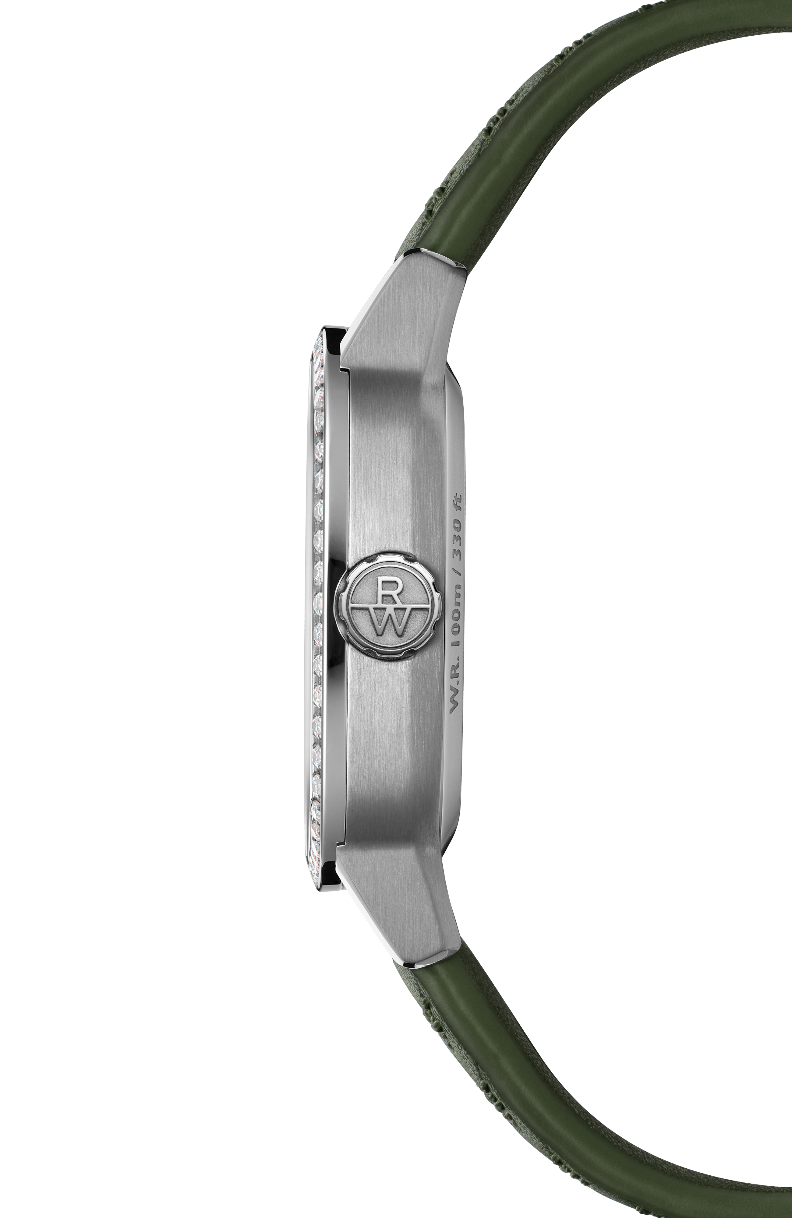 Freelancer Ladies Automatic Green Dial Leather Cushion Shape Watch, 34 x 34 mm