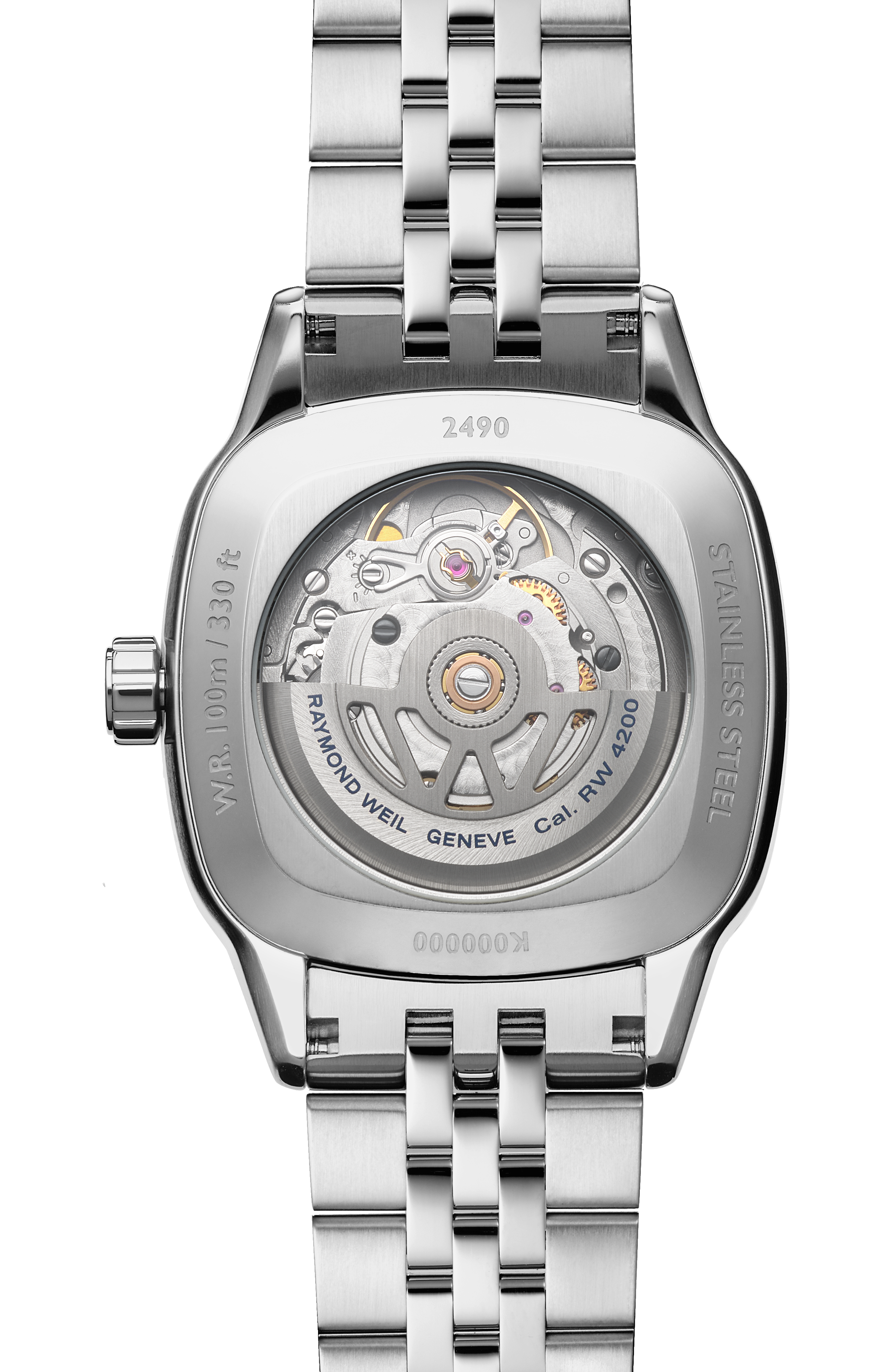 自由骑士系列 女士自动腕表冰蓝色表盘 金属表链 枕形表壳，34 x 34 毫米