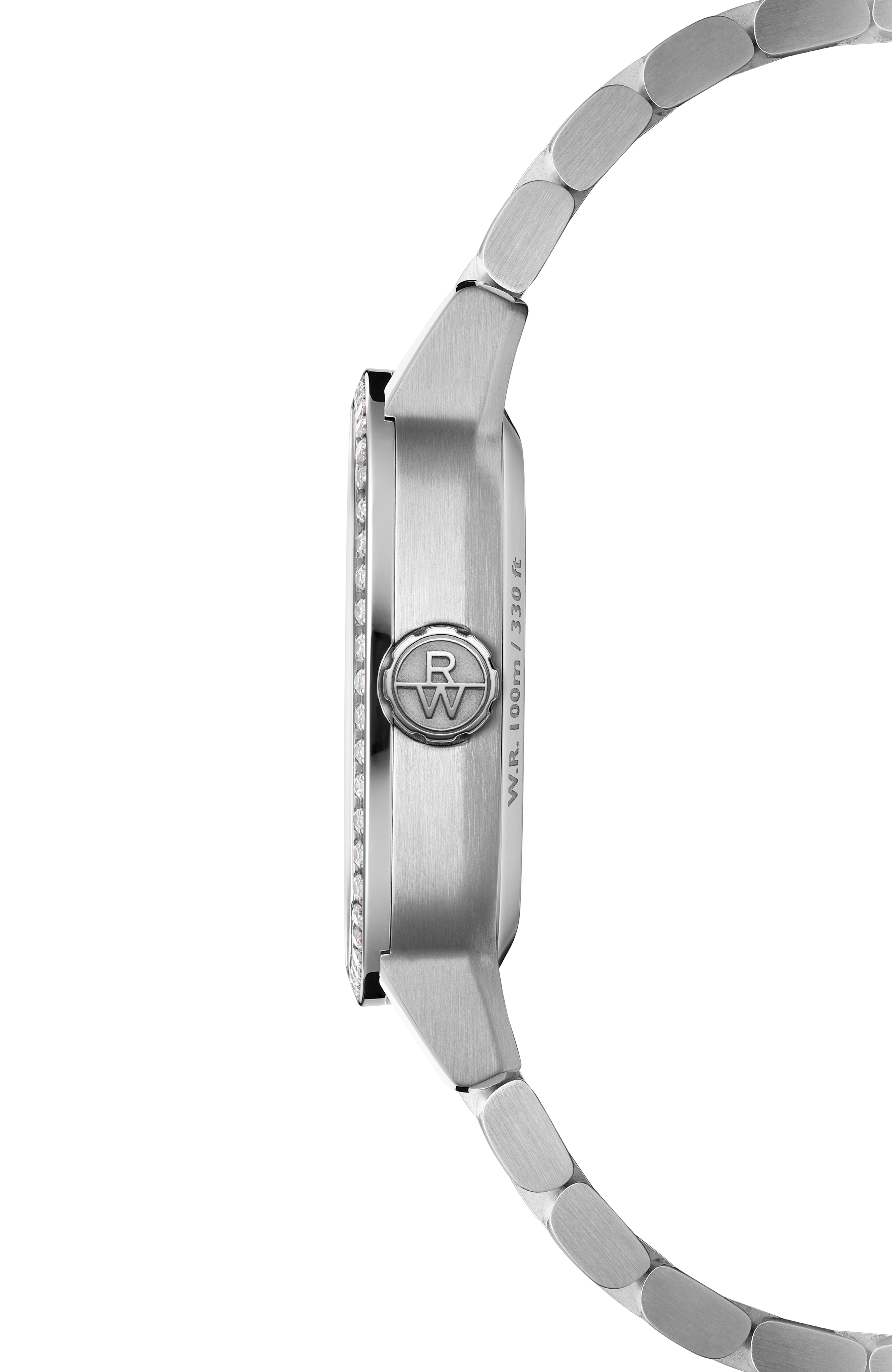 自由骑士系列 女士自动腕表冰蓝色表盘 金属表链 枕形表壳，34 x 34 毫米