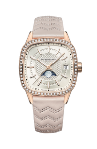 Freelancer Automatic Moon Phase and Leather Strap Cushion Shape Watch, 34 x 34 mm