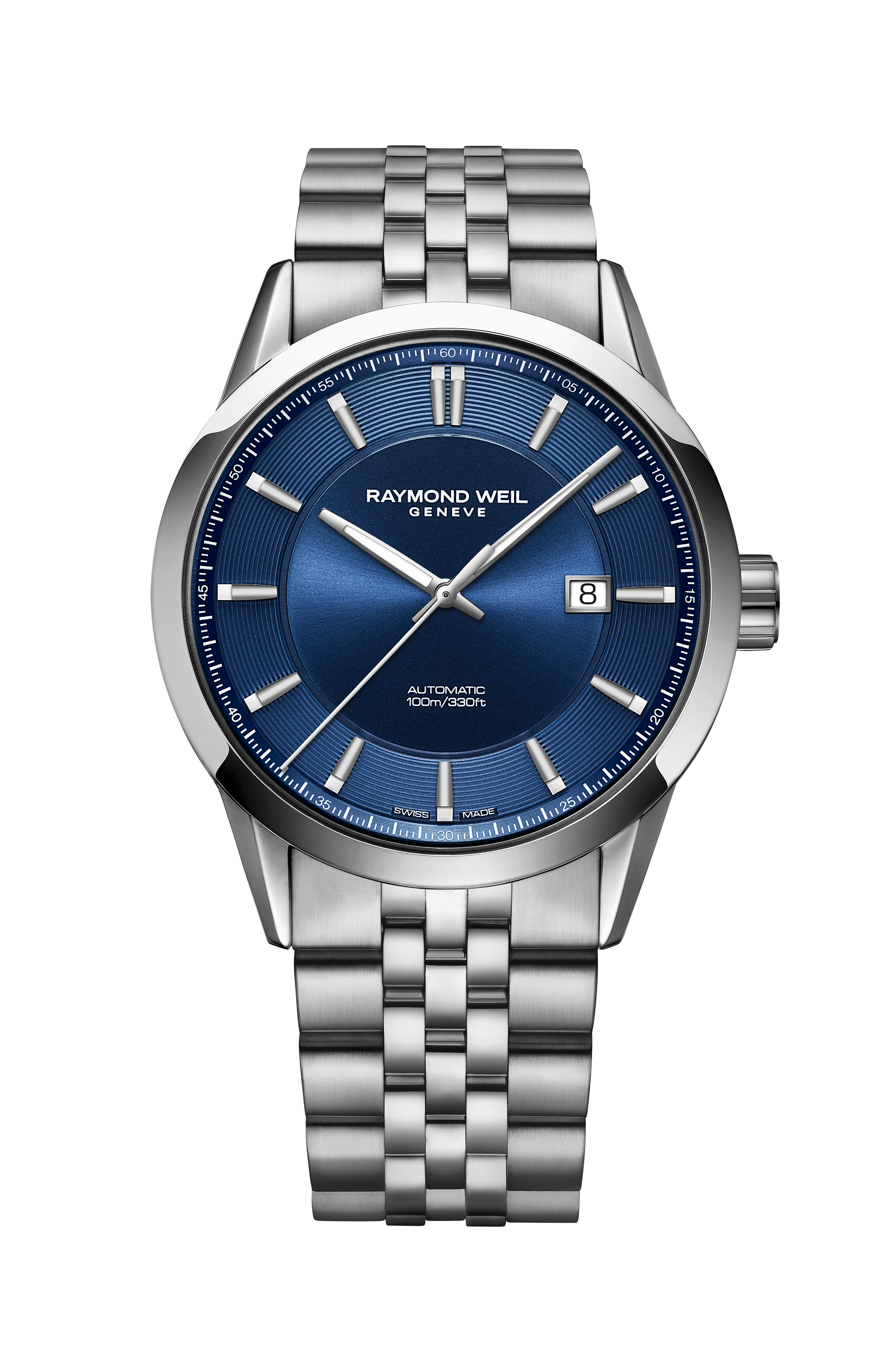 Freelancer Men's Automatic Blue Dial Stainless Steel Bracelet Watch, 42 mm