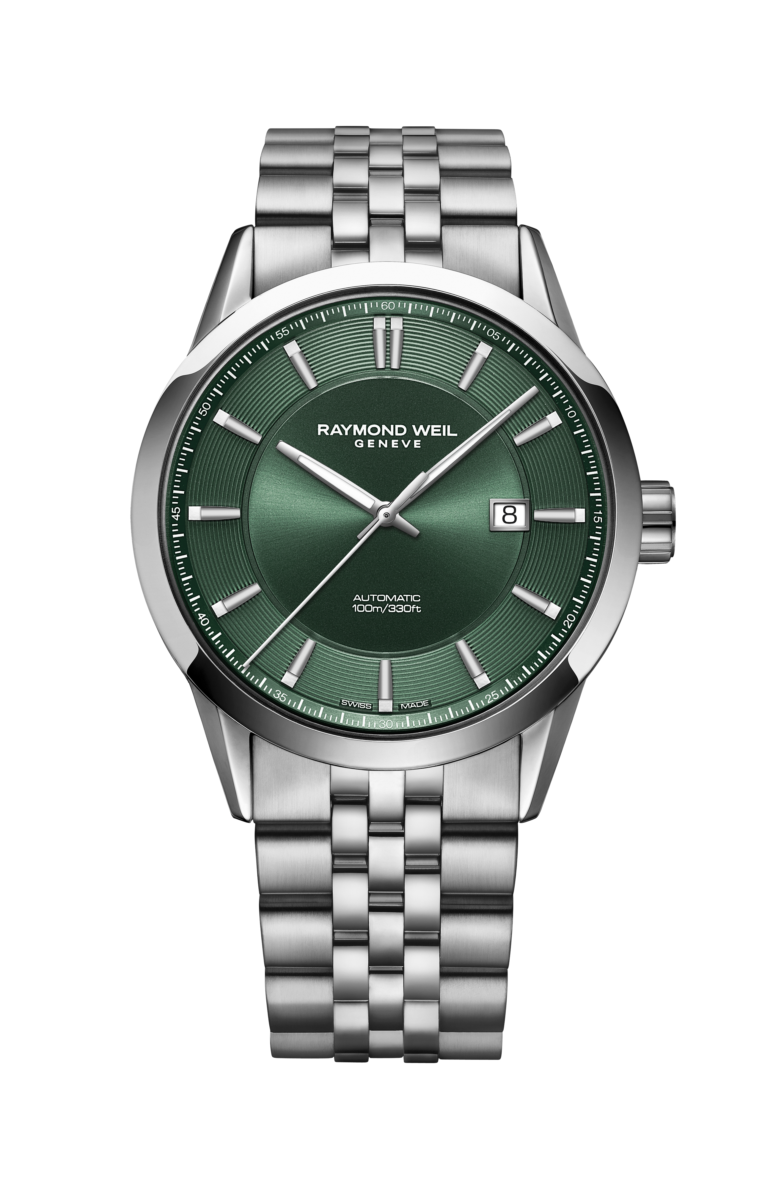 Freelancer Men's Automatic Green Dial Stainless Steel Bracelet Watch, 42 mm