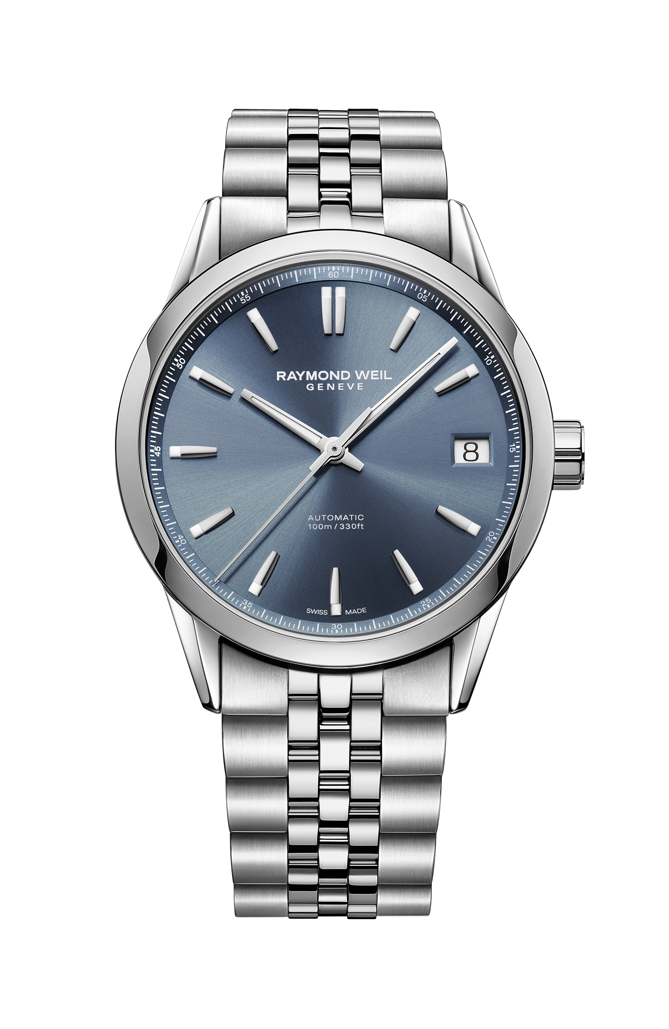 Freelancer Automatikuhr für Herren mit blauem Zifferblatt und Edelstahlarmband, 40 mm