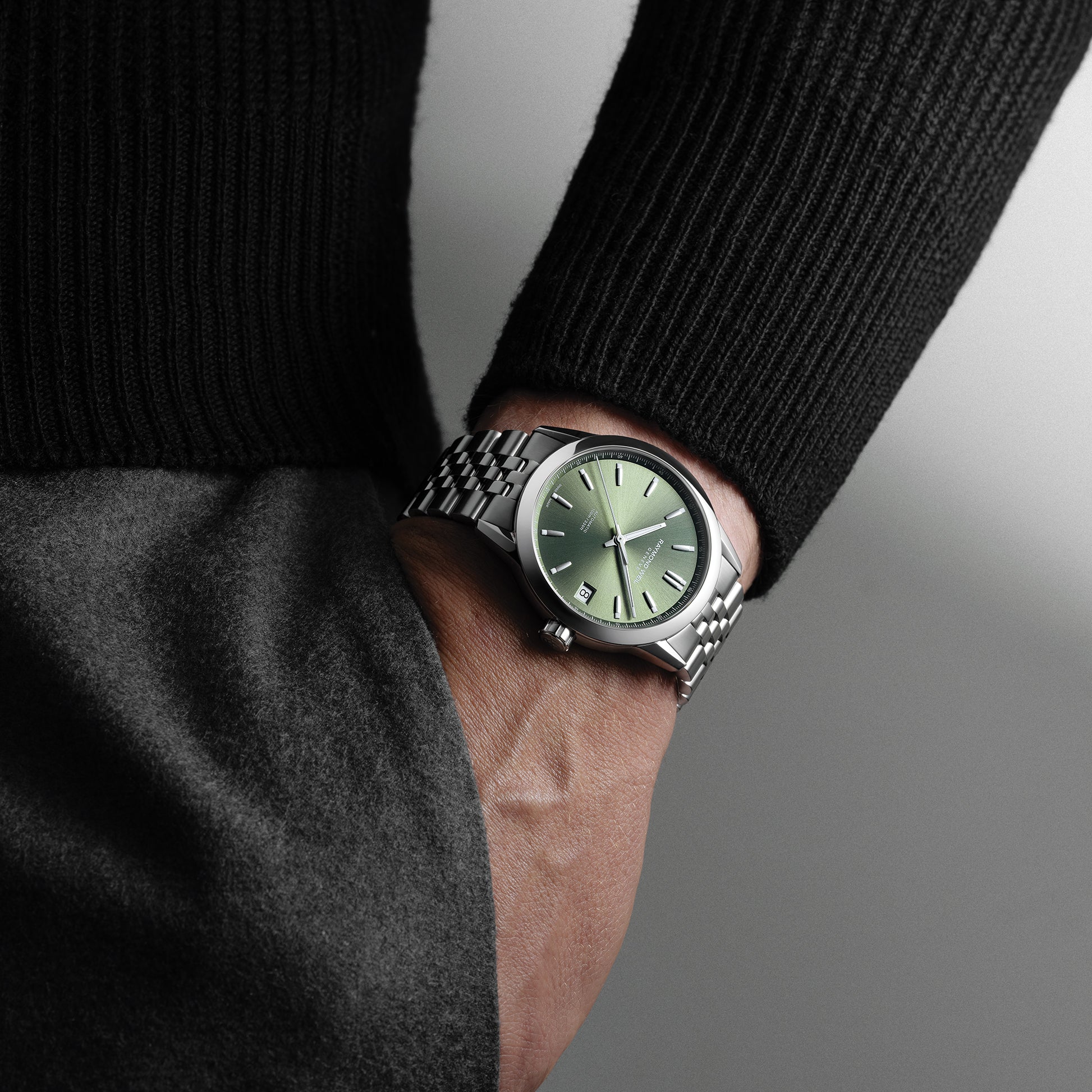 Men's Green Dial Stainless Steel Watch - Freelancer | RAYMOND WEIL