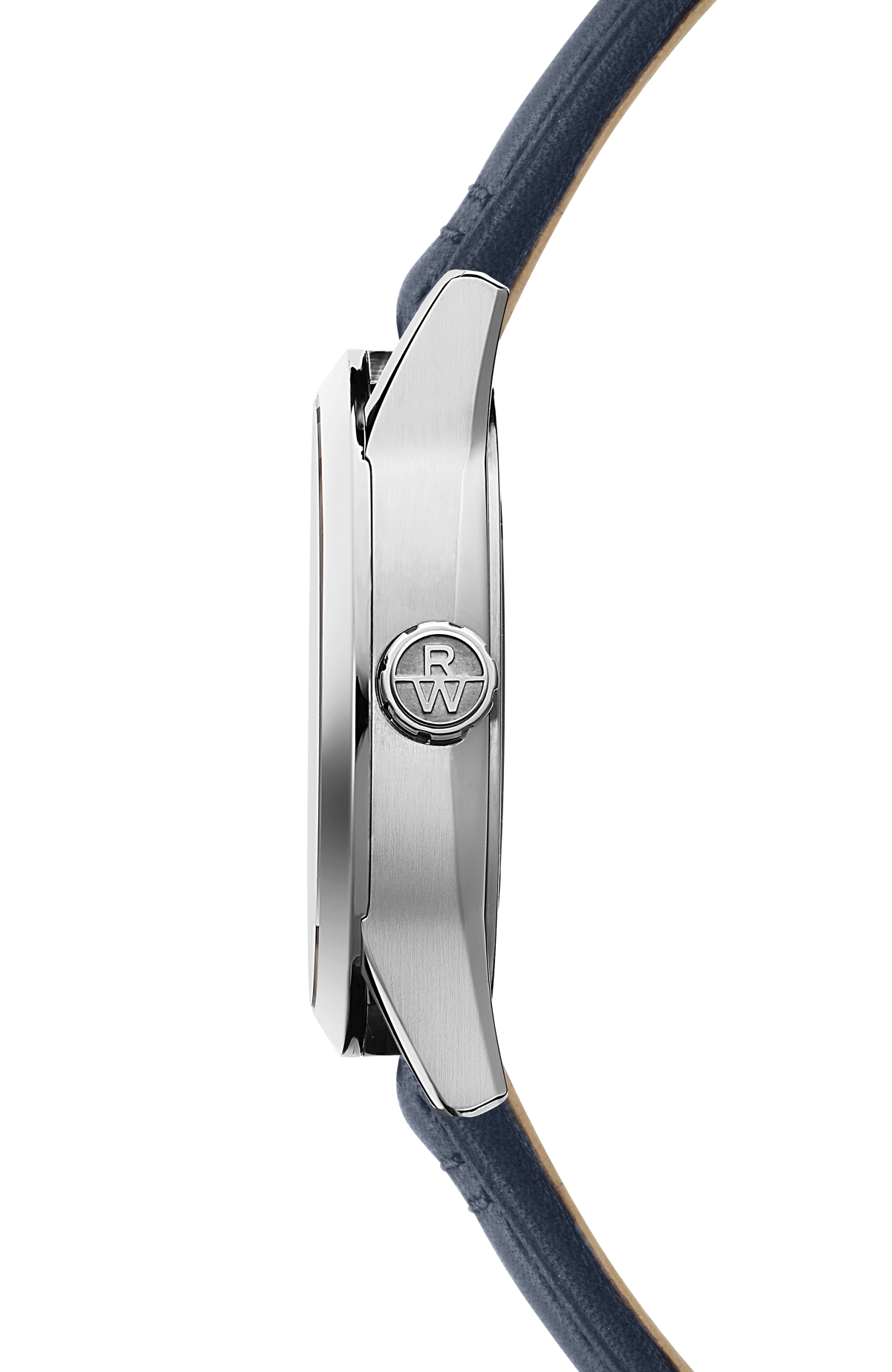 Montre automatique en acier inoxydable à cadran blanc et bracelet cuir, 40 mm