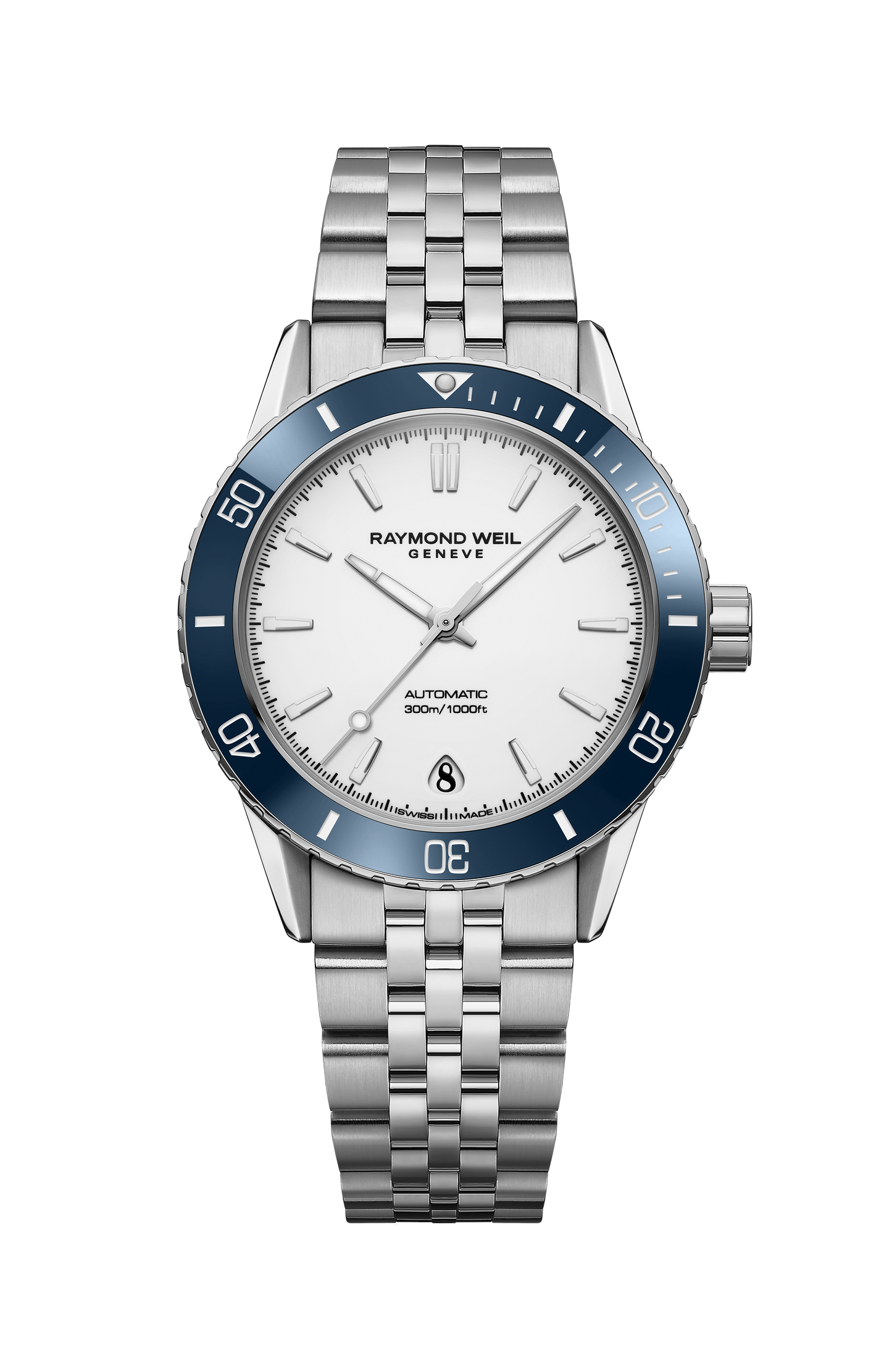 Freelancer Diver Automatic White Dial Bracelet Watch, 36 mm