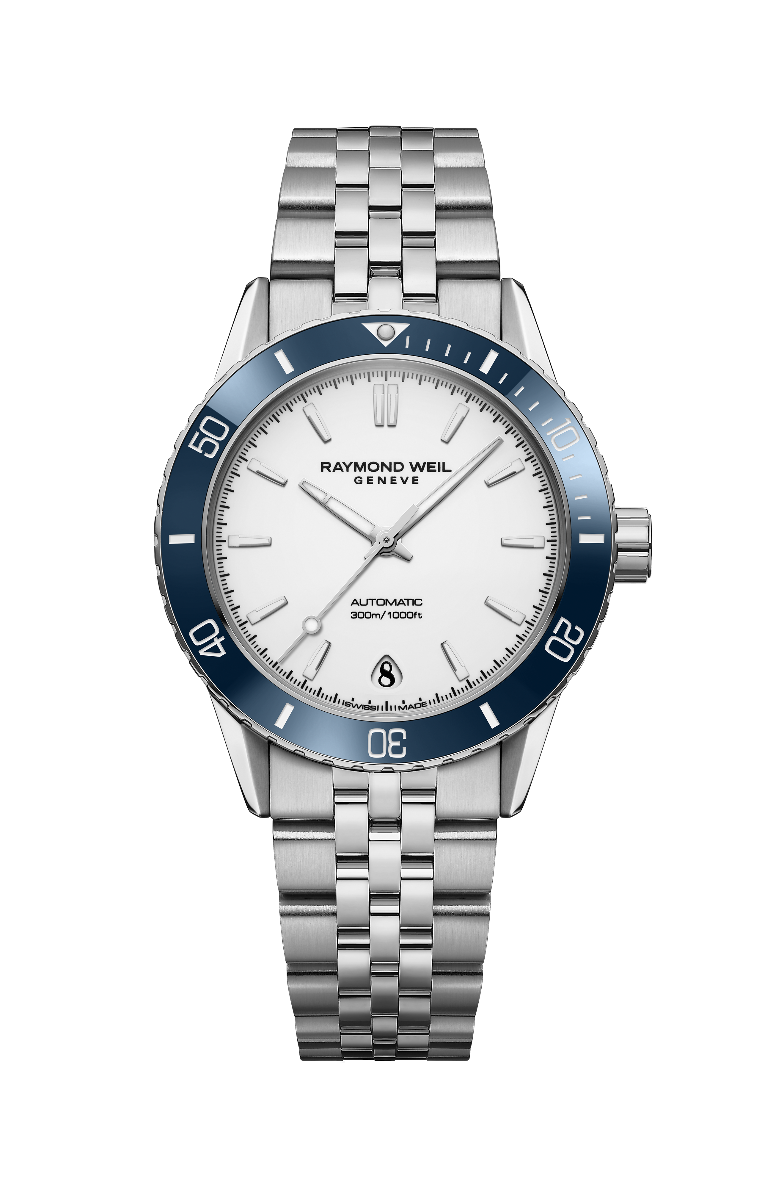 Freelancer Diver Automatic White Dial Bracelet Watch, 36 mm