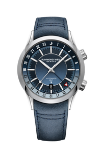 Freelancer Men's GMT Blue Dial And Blue Leather Automatic Watch, 41 mm
