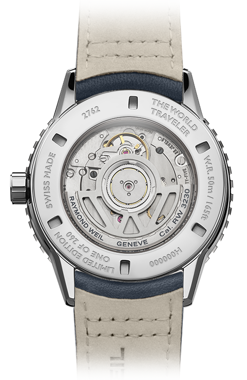Freelancer Men's World-Traveller GMT Blue Dial Leather Automatic Watch, 40 mm