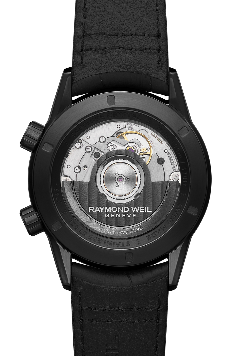 Freelancer GMT Worldtimer Uhr mit schwarzem Lederarmband, 41 mm