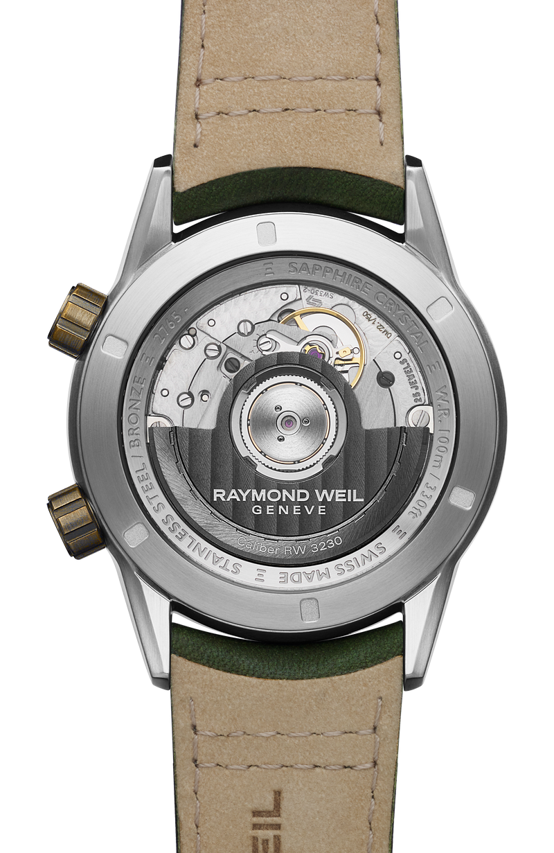 Freelancer GMT Worldtimer Uhr mit grünem Lederarmband, 41 mm