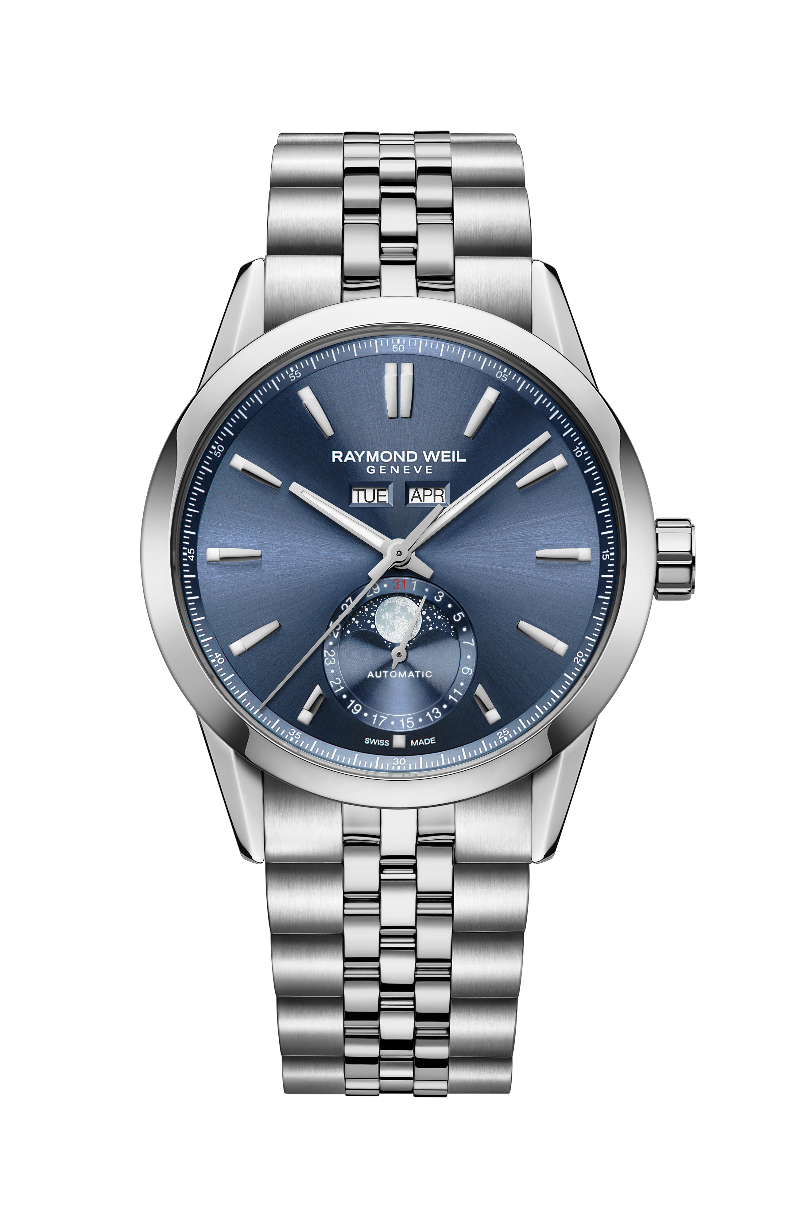 Freelancer Automatic Complete Calendar Blue Sunray Dial Watch, 40 mm