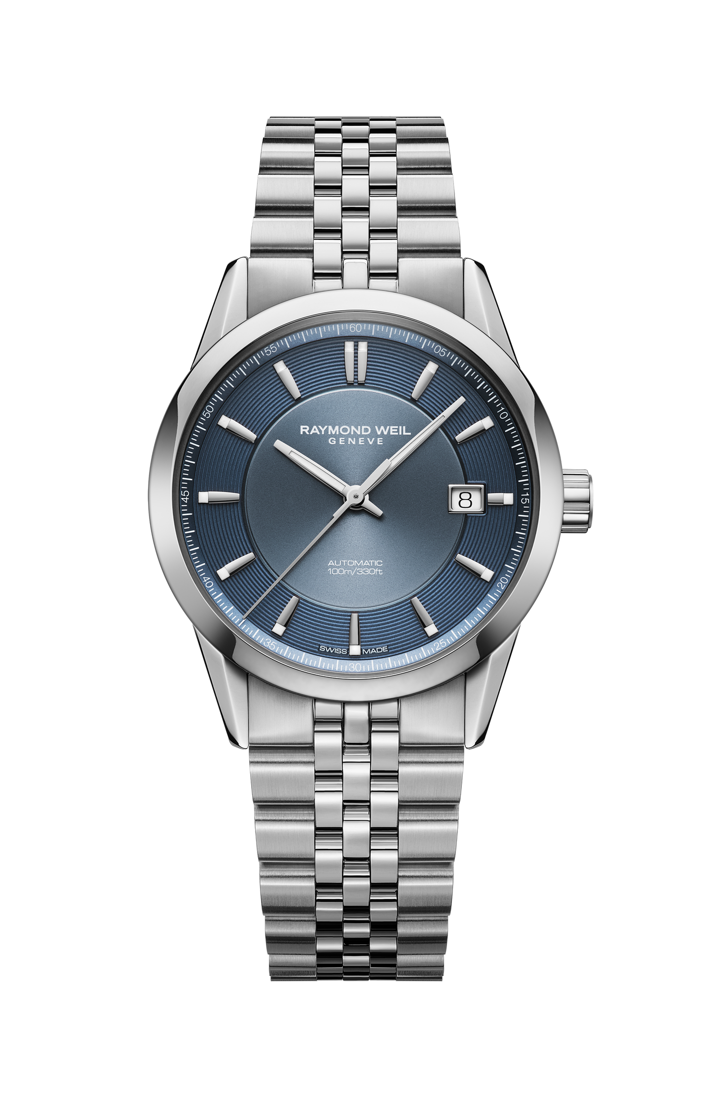 Freelancer Automatic Blue Dial Stainless Steel Bracelet Watch, 38 mm