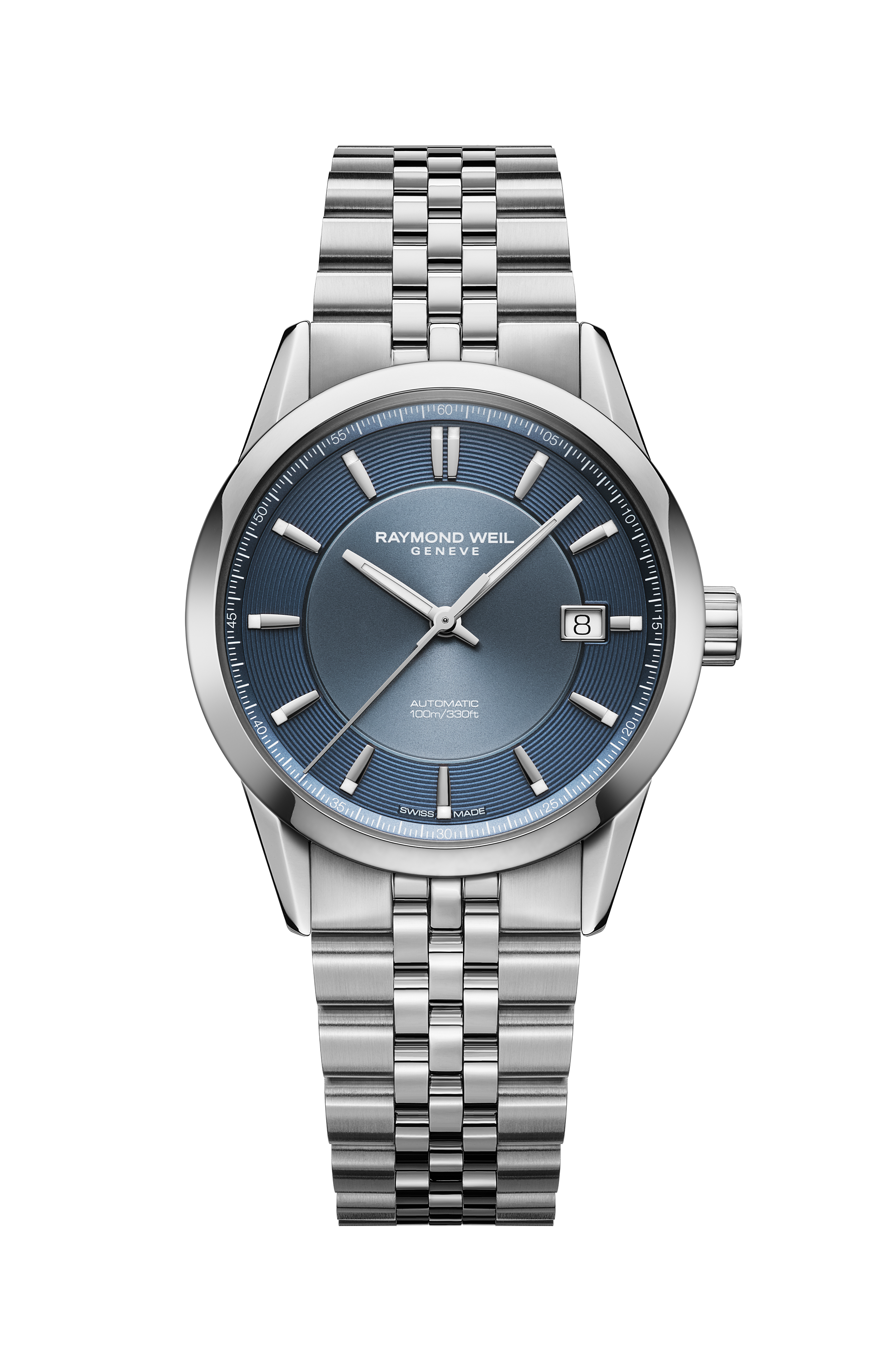 Freelancer Automatic Blue Dial Stainless Steel Bracelet Watch, 38 mm