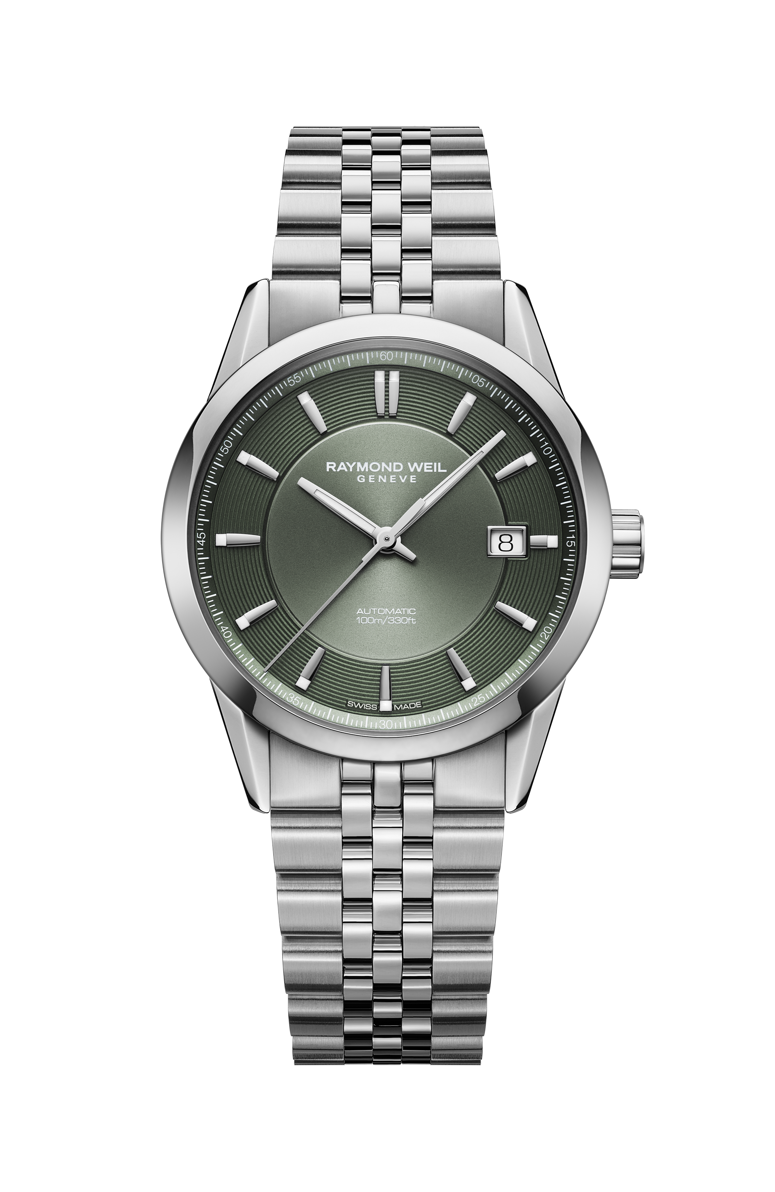 Freelancer Automatic Olive Green Dial Stainless Steel Bracelet Watch, 38 mm