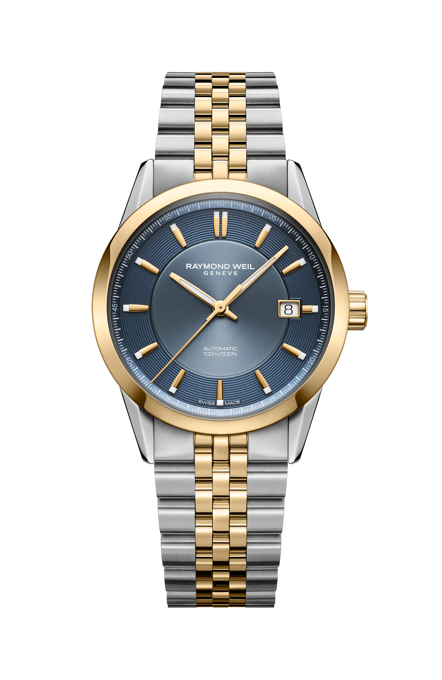 Freelancer Automatic Blue Dial Stainless Steel Two-tone Bracelet Watch, 38 mm