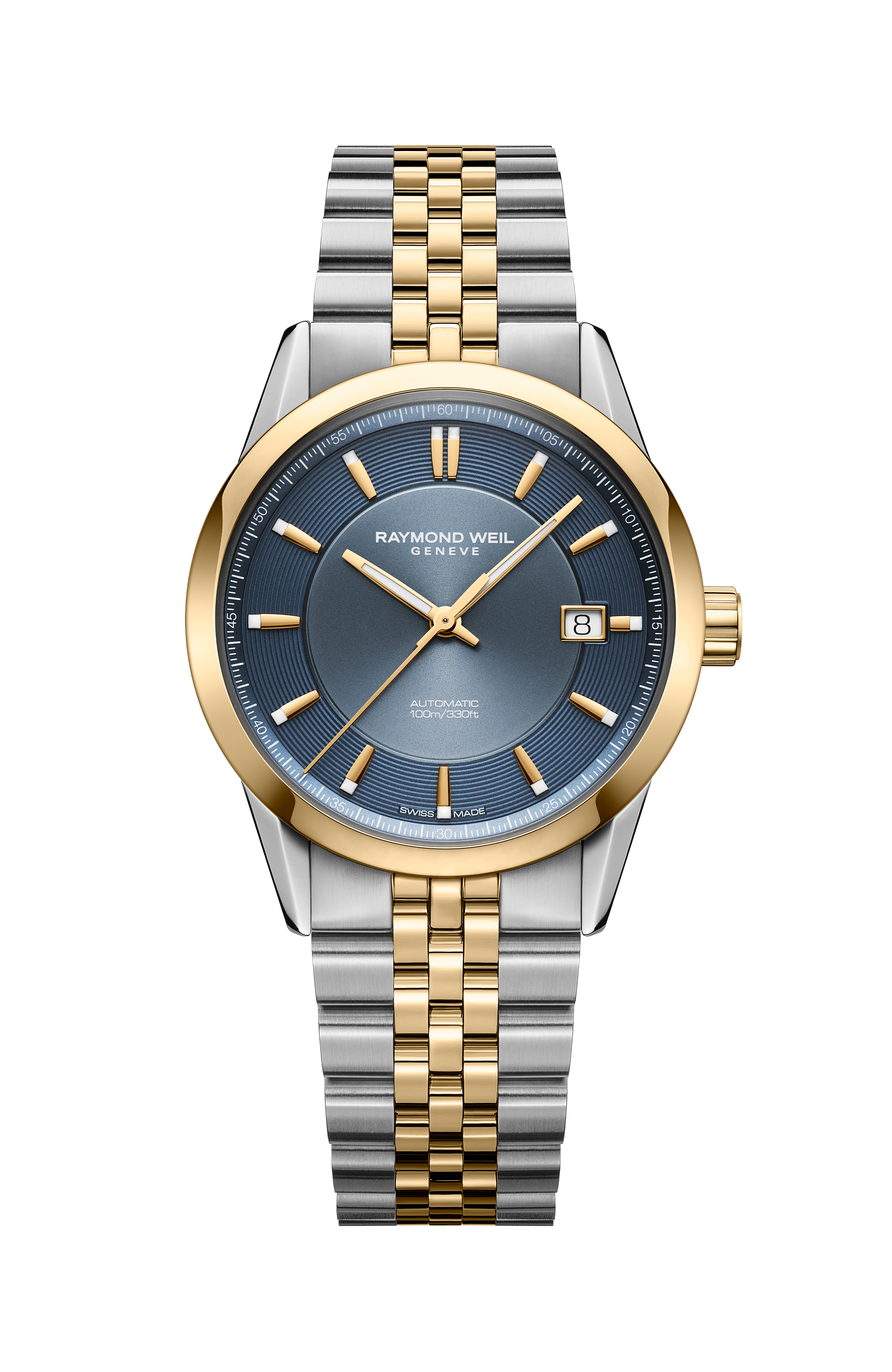 Freelancer Automatic Blue Dial Stainless Steel Two-tone Bracelet Watch, 38 mm