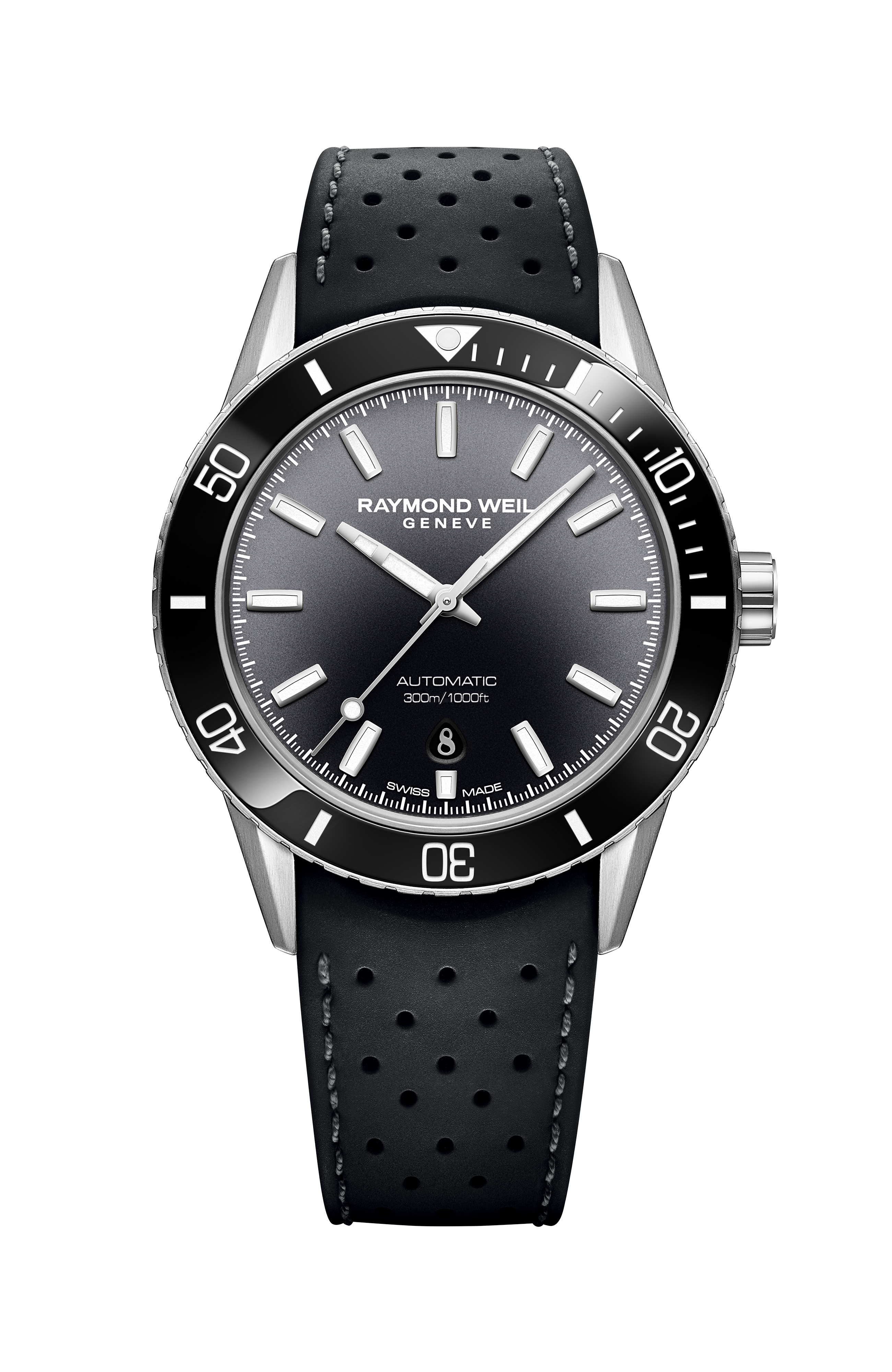 Freelancer Diver Black Dial & Rubber Strap Automatic Watch, 42 mm