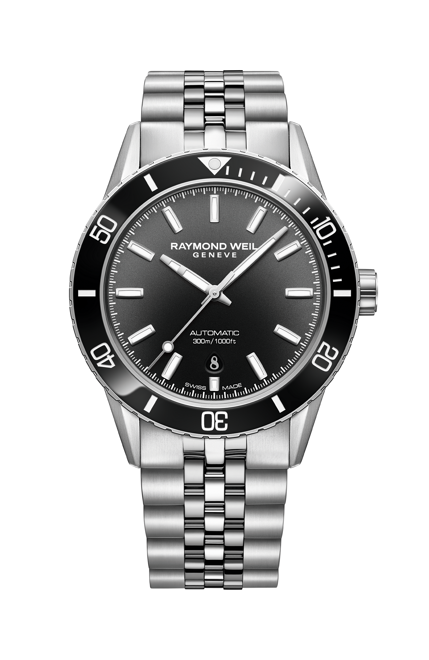 Freelancer Diver Men's Stainless Steel Gradient Black Dial Automatic Watch, 42 mm