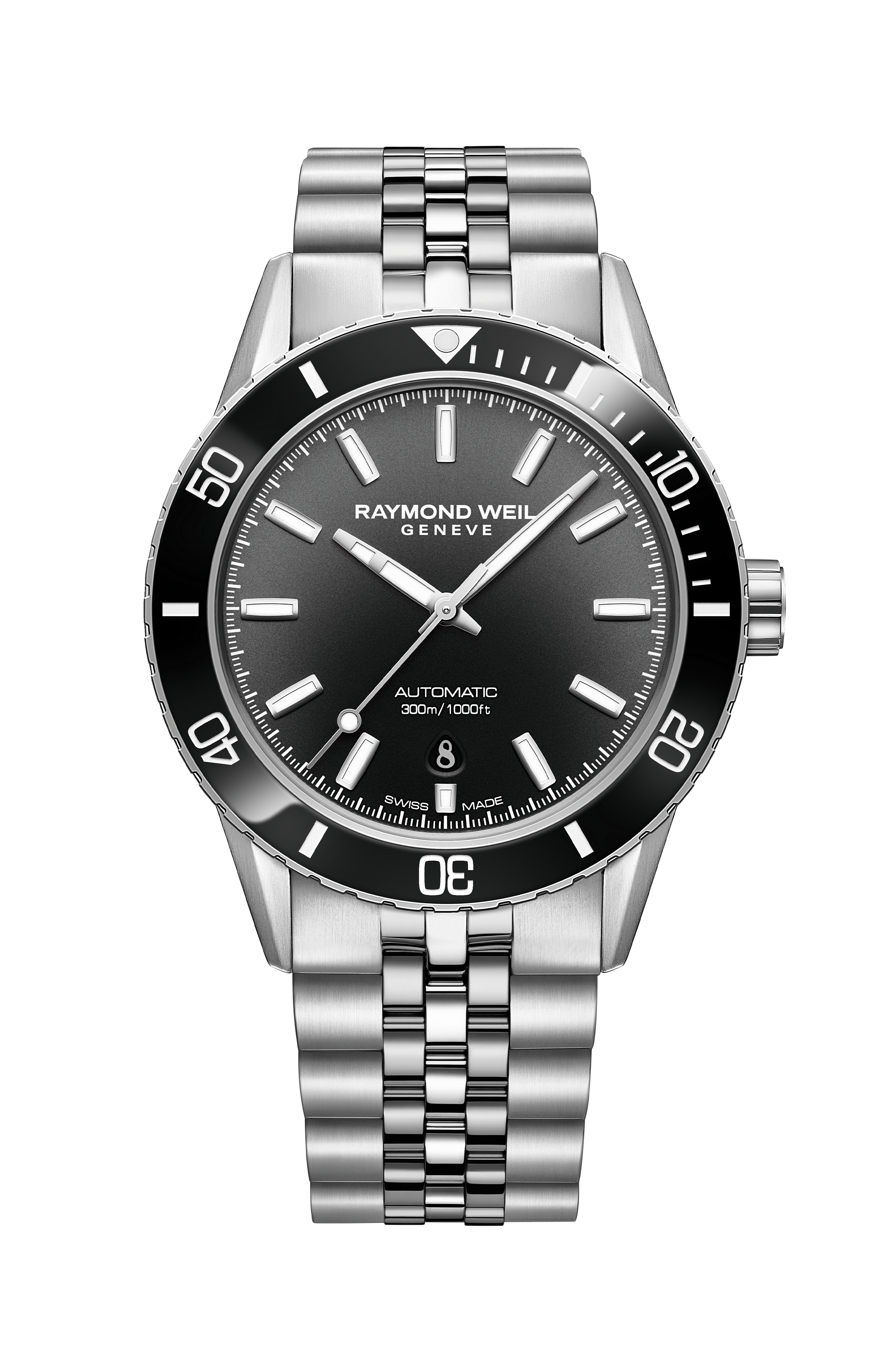 Freelancer Diver Men's Stainless Steel Gradient Black Dial Automatic Watch, 42 mm