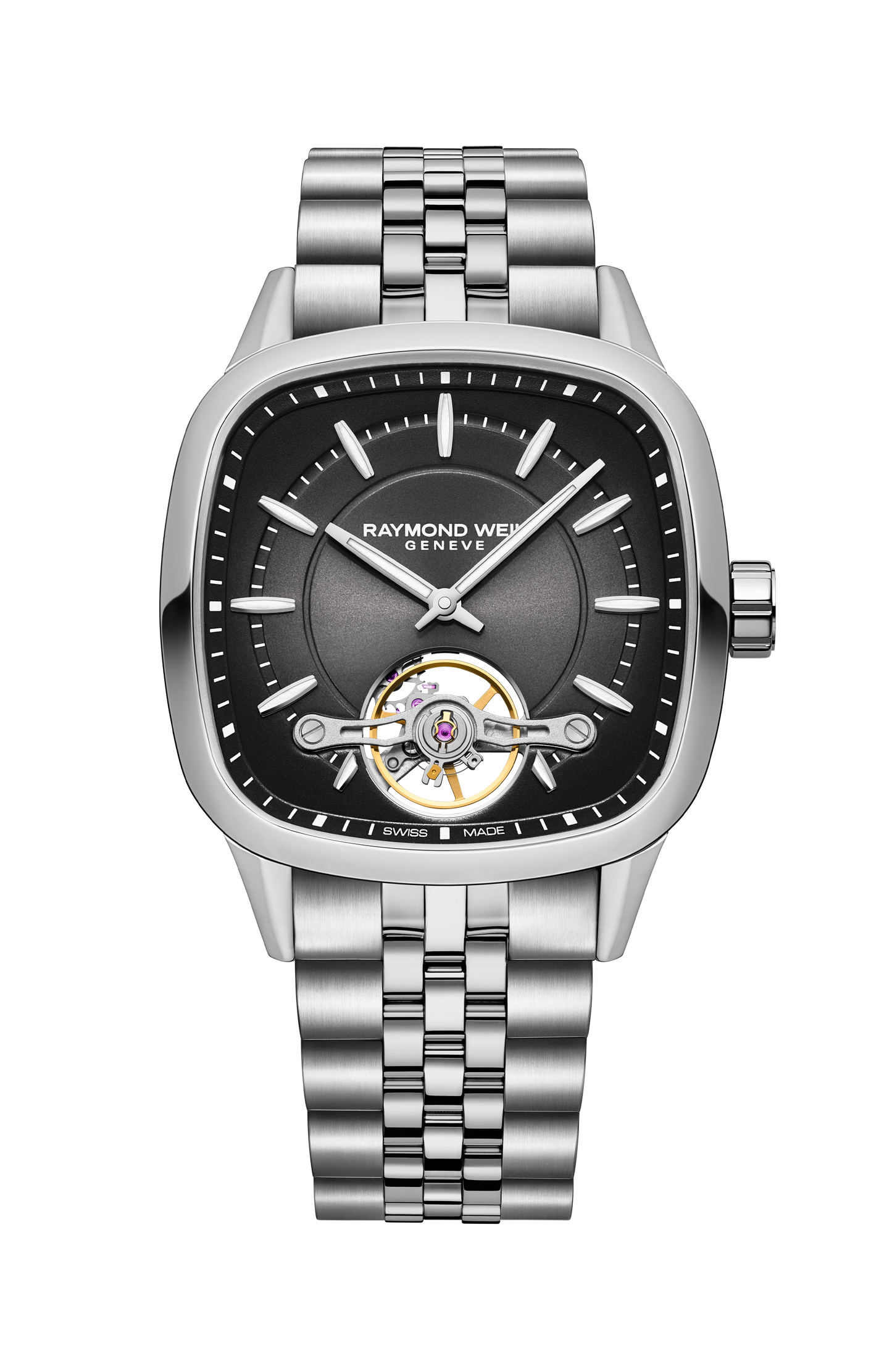 Freelancer Calibre RW1212 Men’s Automatic Black Steel Cushion Shape Watch, 40 x 40 mm