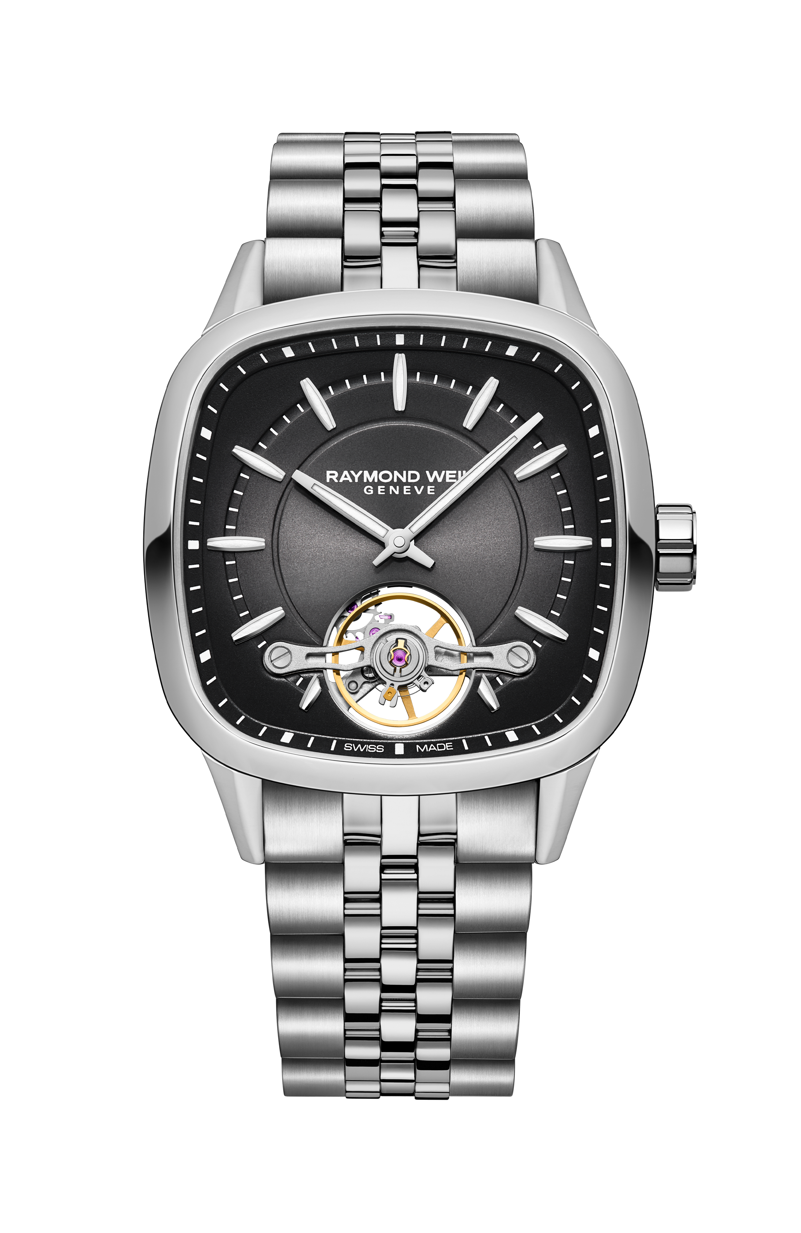 Freelancer Calibre RW1212 Men’s Automatic Black Steel Cushion Shape Watch, 40 x 40 mm